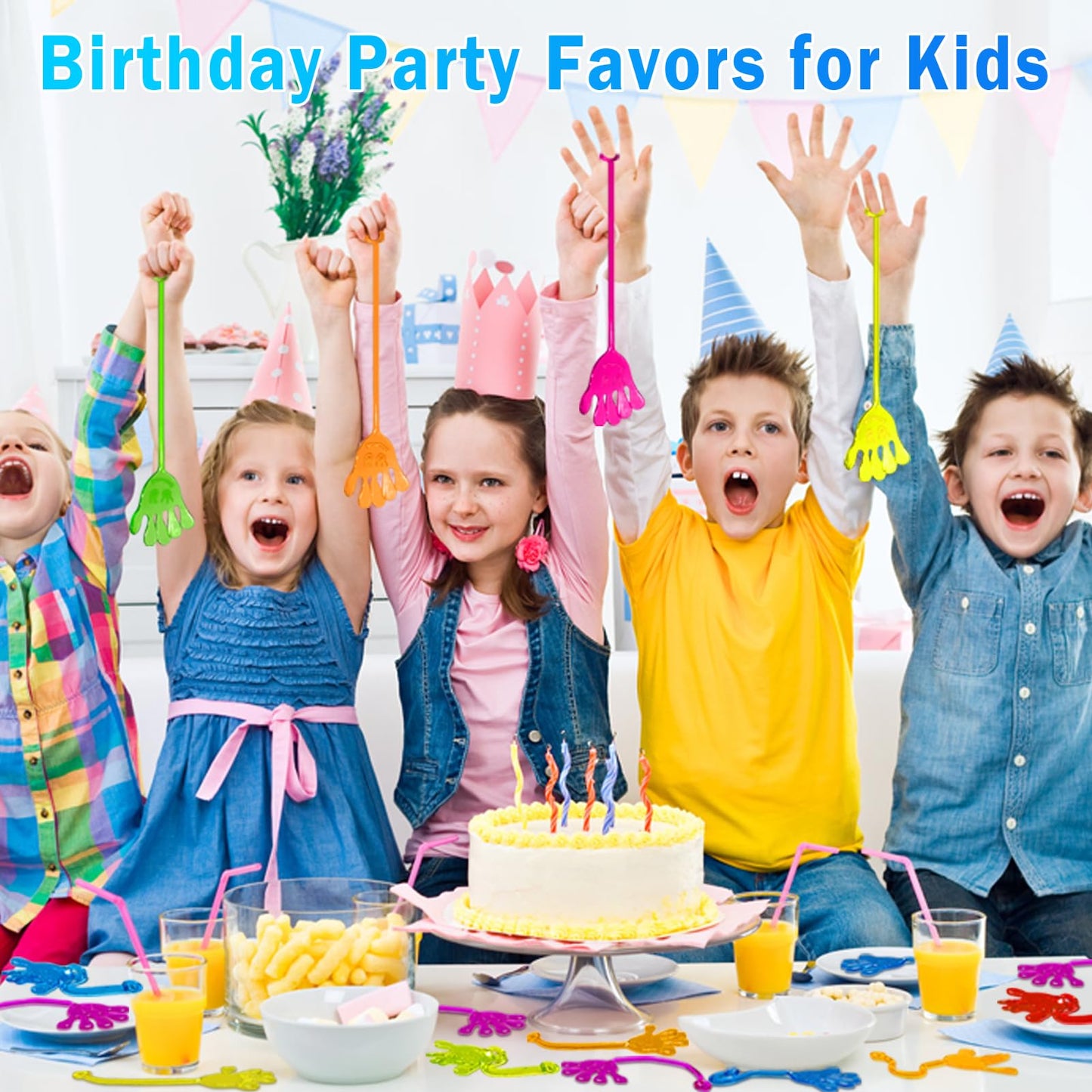 Sticky Hands Bulk 48 PCS Party Favors for Kids 4-8 8-12 Stretchy Sticky Hand Toy Goodie Bag Stuffers Fillers Treasure Box Toys Classroom Prizes School End of Year Student Gifts Birthday Party Supplies
