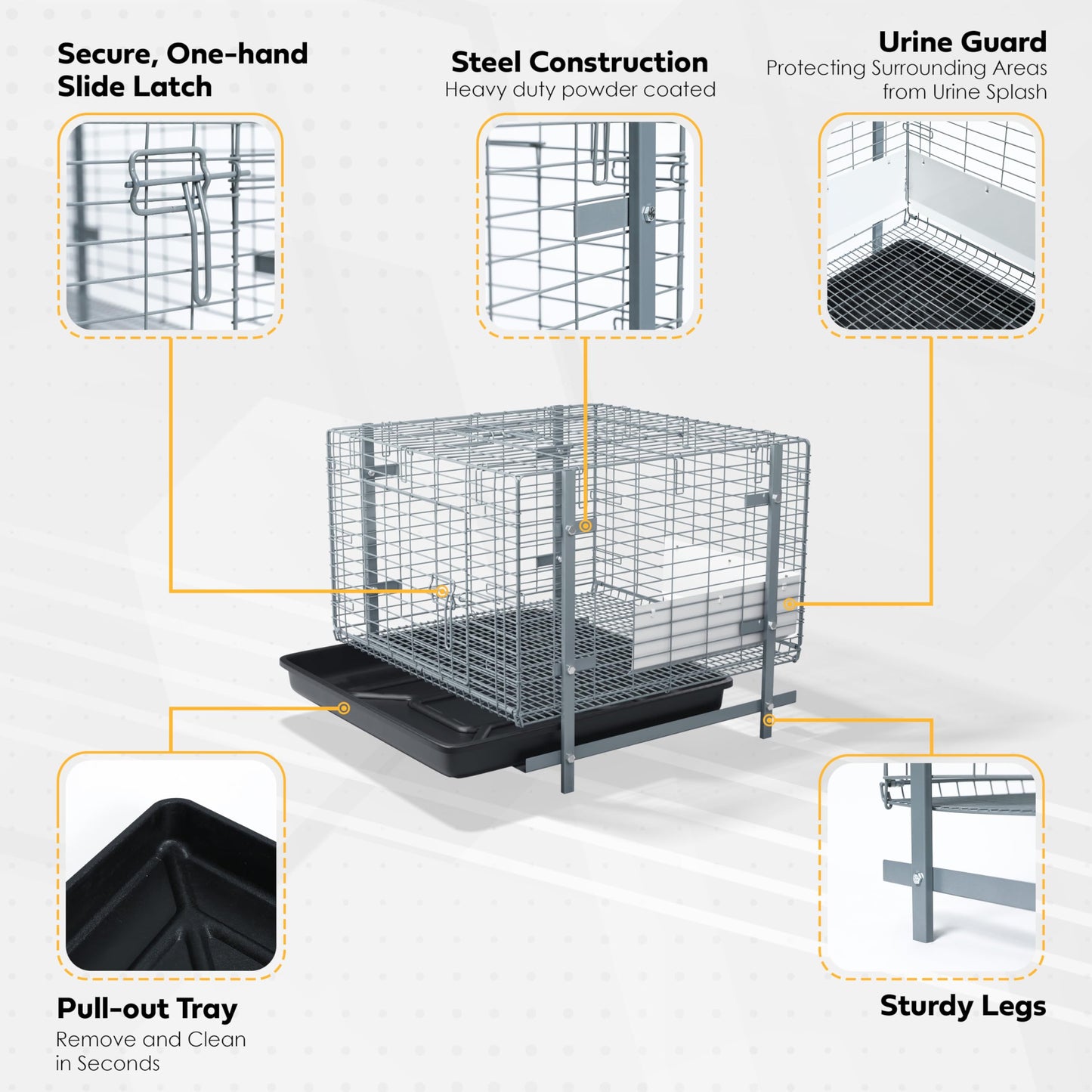 HOMESTEAD Rabbit Cage with Pull-Out Tray – 24 Inch Bunny Cage, Metal Rabbit Breeding Cage, Dual Access Doors, Waterproof Bottom & Urine Guard