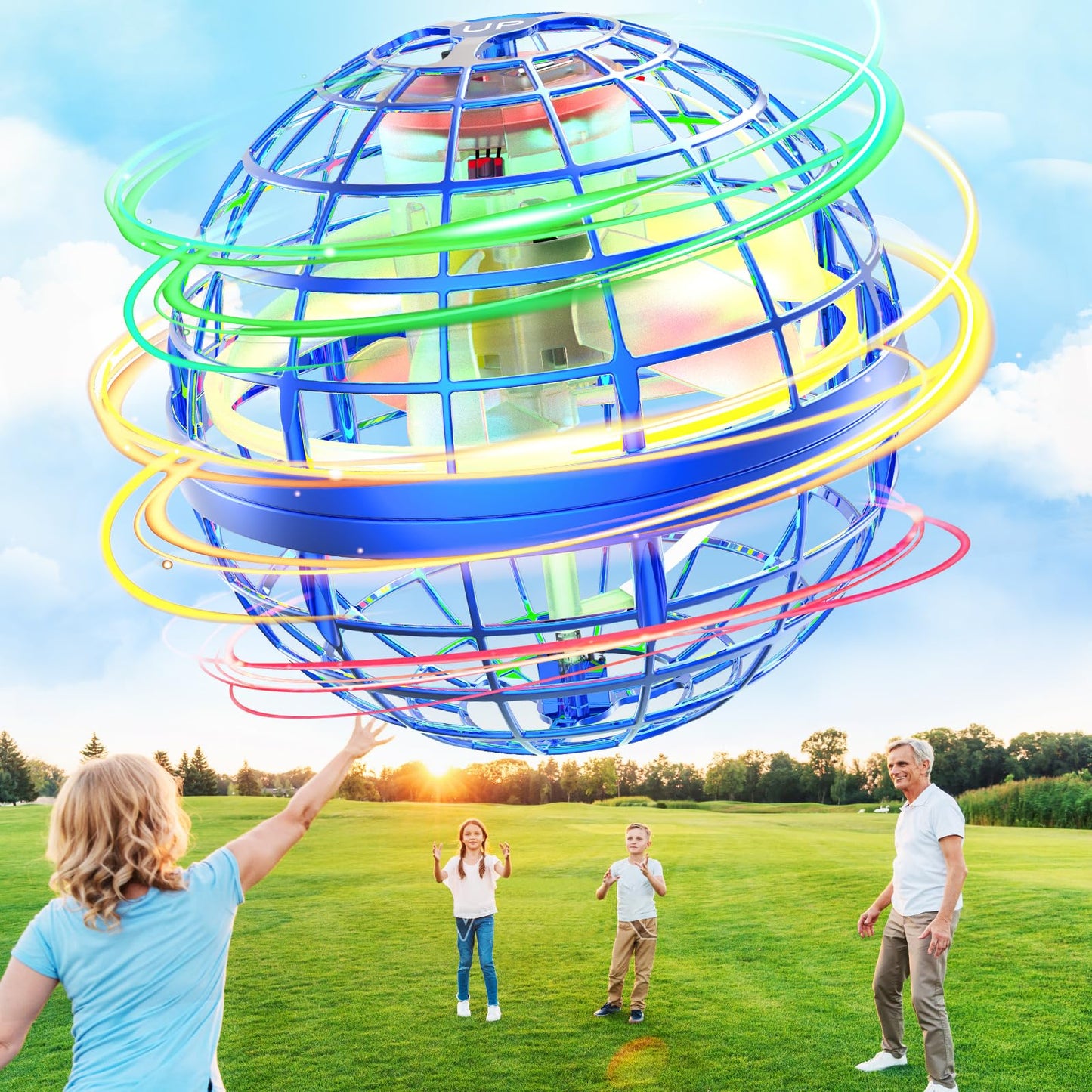 Fesbt Flying Orb Ball 2025 Boomerang Hover Ball Galatic Fidget Spinner Mini Drone Cool Toys Birthday Gift Ideas for 6 7 8 9 10+ Year Old Boys Girls Teens Indoor Outdoor(Blue) (Blue)