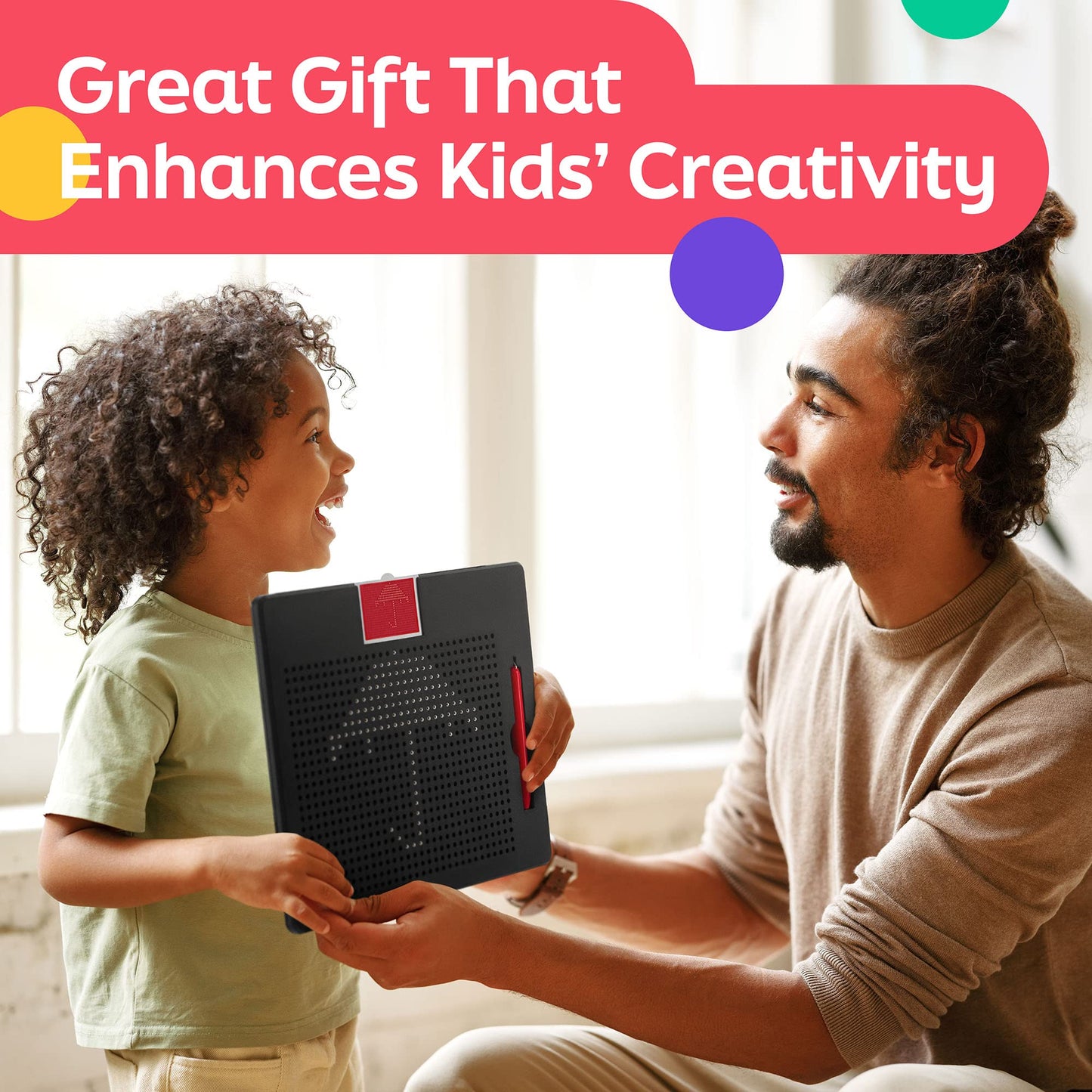 AYNAT FUN Large Magnetic Drawing Board for Kids & Toddlers with Beads and Magnet Stylus Pen - Magnetic Tablet Toy for Airplane & Car Ride Activities for Kids
