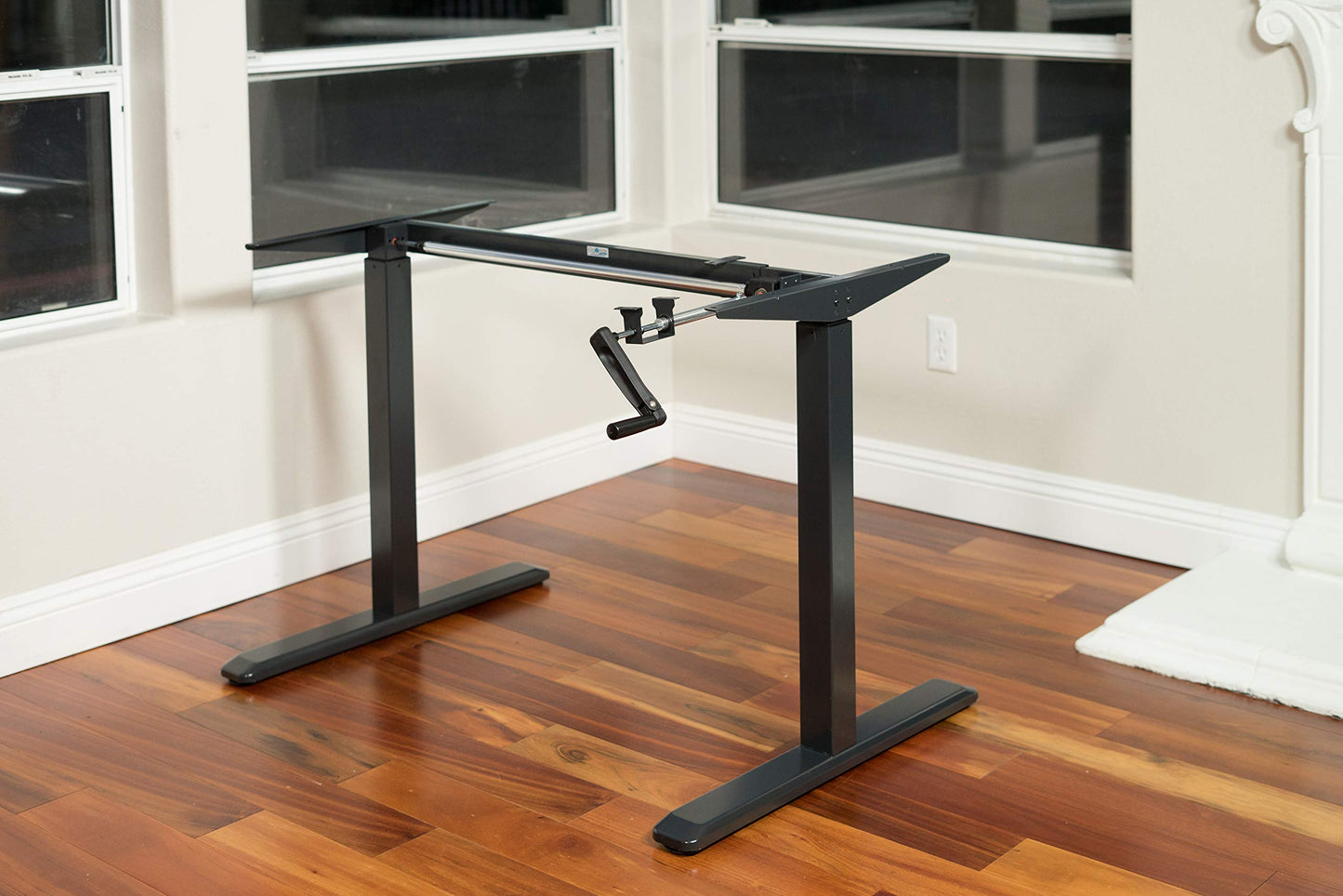 ErgoMax Black Height Adjustable Crank Desk Frame, Tabletop Not Included, 48.56 Inch Max Height