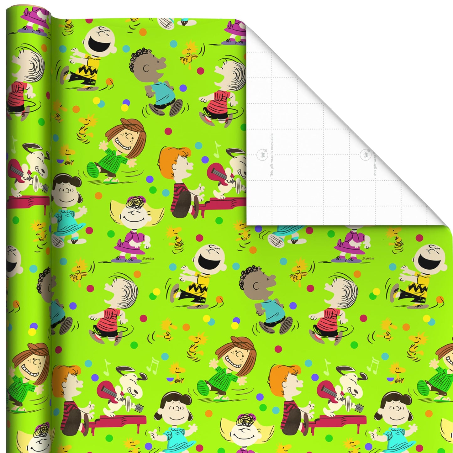 Hallmark Peanuts Wrapping Paper Rolls for Birthdays, Easter, Christmas (Set of 3 Rolls: 60 Sq. Ft. Total) Snoopy, Charlie Brown, Woodstock, Green, Blue, Red
