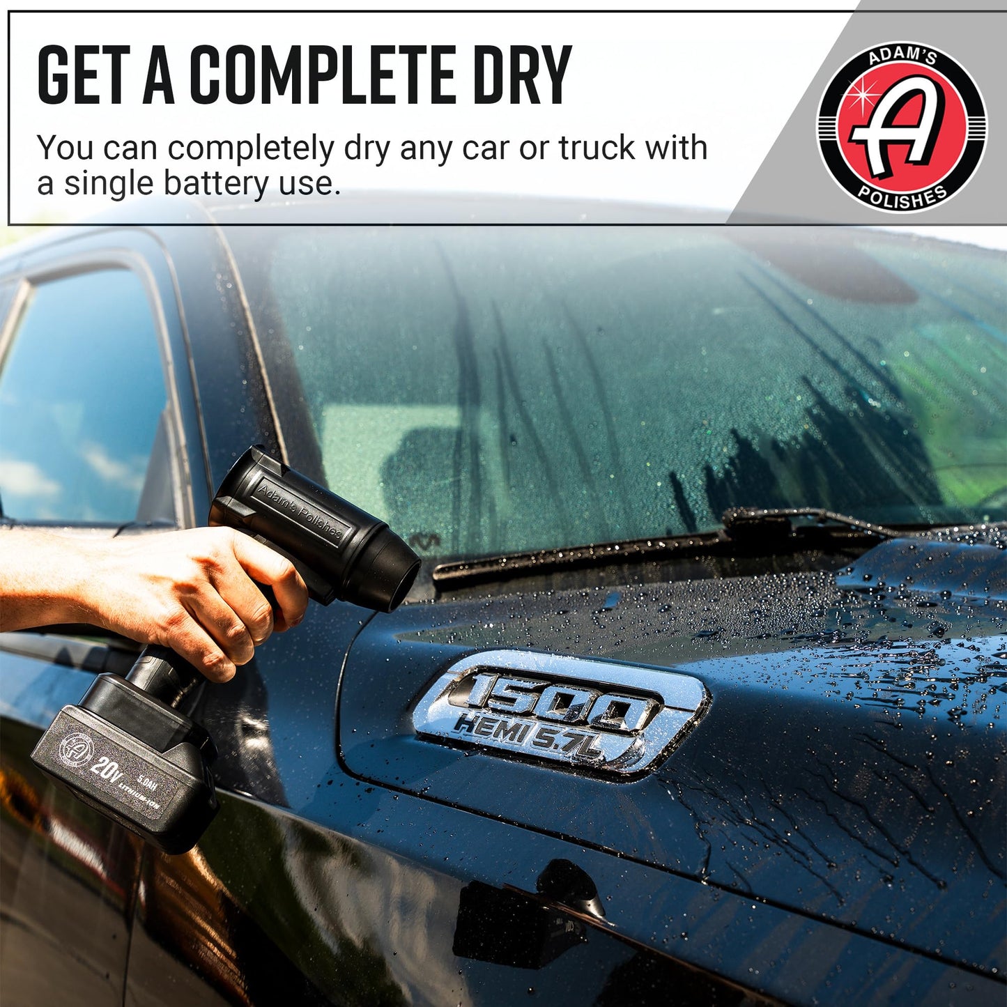 Adam's Polishes Cordless Mini Air Cannon - Portable High-Powered Car Detailing Dryer Blower | Rechargable Air Blower for Your Car, Truck, Van, Motorcycle | Use Before Applying Wax Or Ceramic Coatings