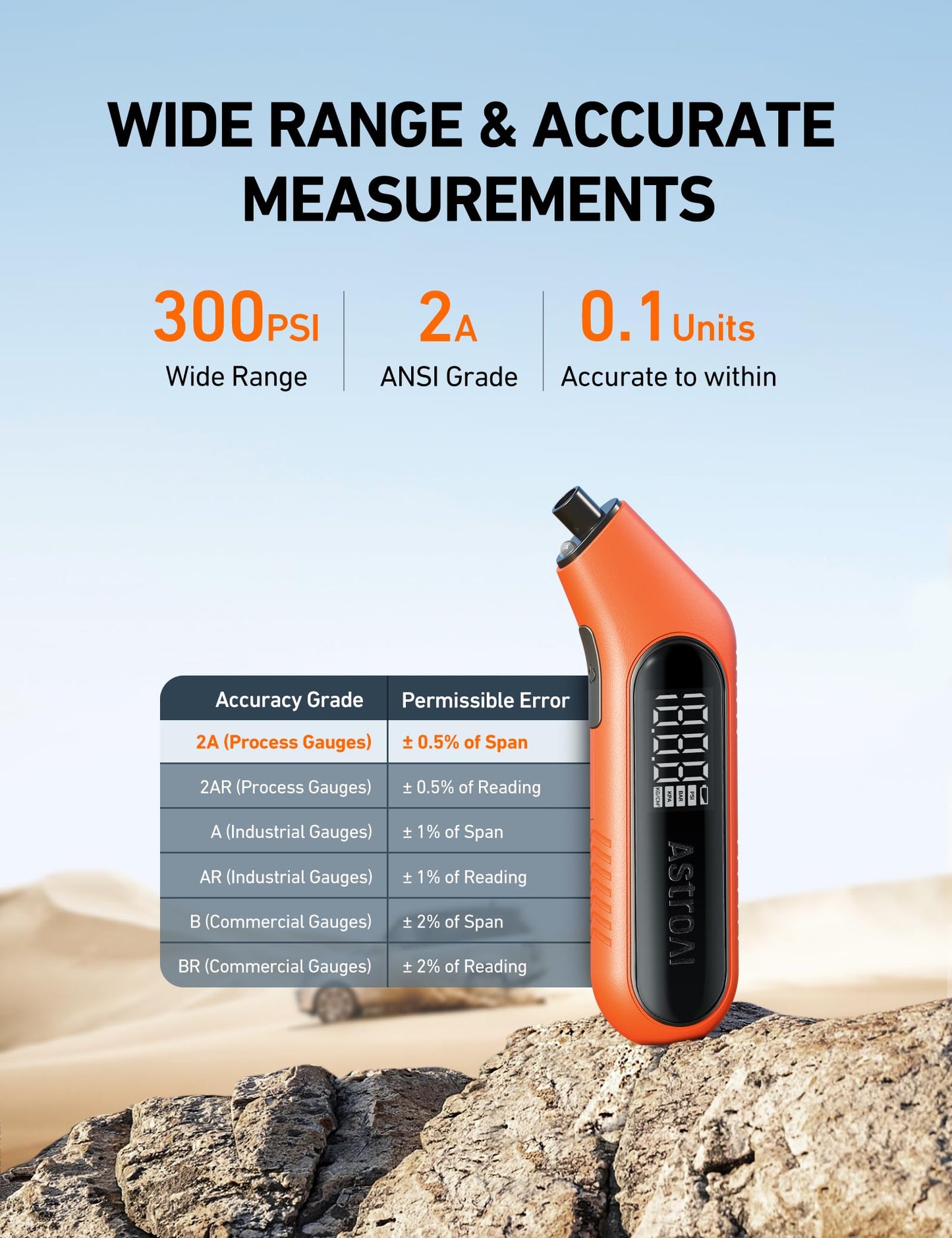 AstroAI Tire Pressure Gauge Digital 0-150PSI and 300PSI Large Screen