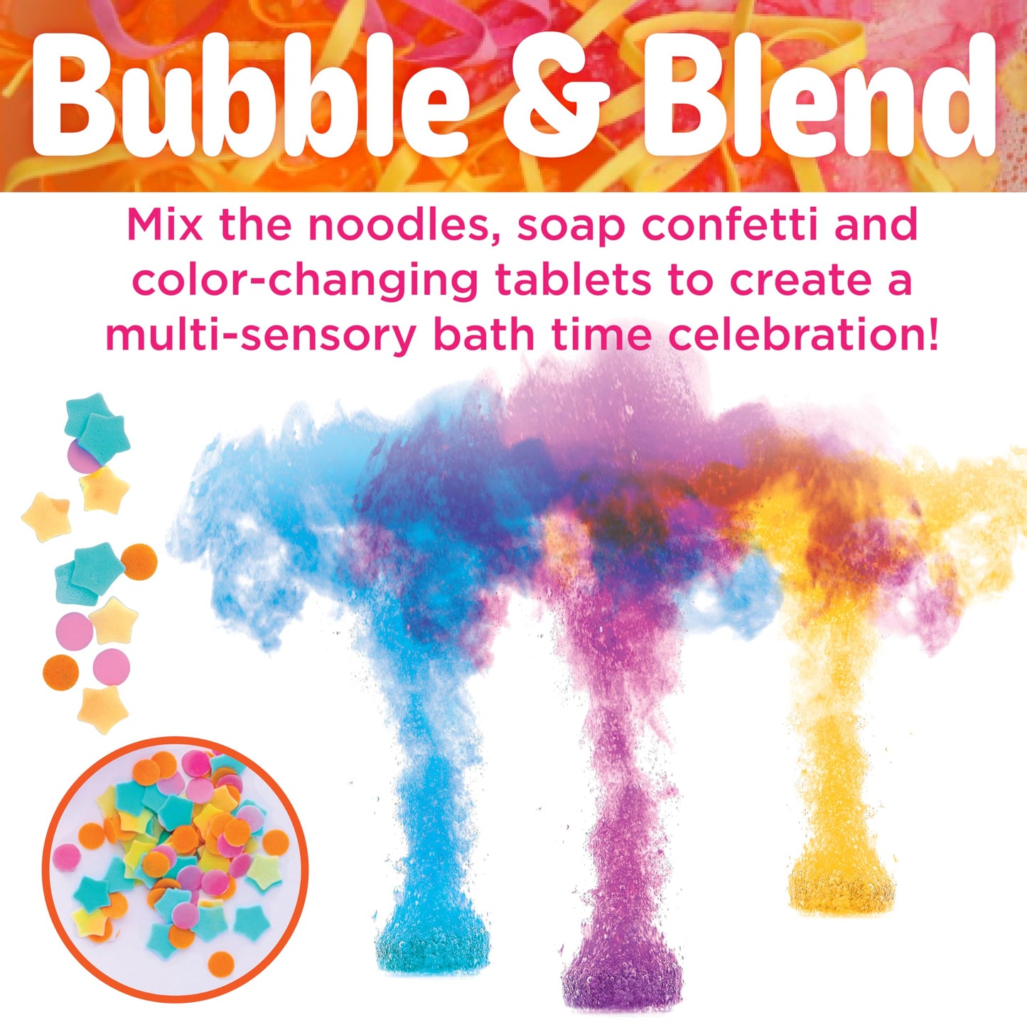 Creativity for Kids Soap Noodles Bath Art Studio – Bath Crayons, Soap Paint, Color Fizz & Confetti with Mold-Free Rubber Duck | Washable Bathtub Art & Sensory Toy Set for Toddlers and Kids (Ages 3+)