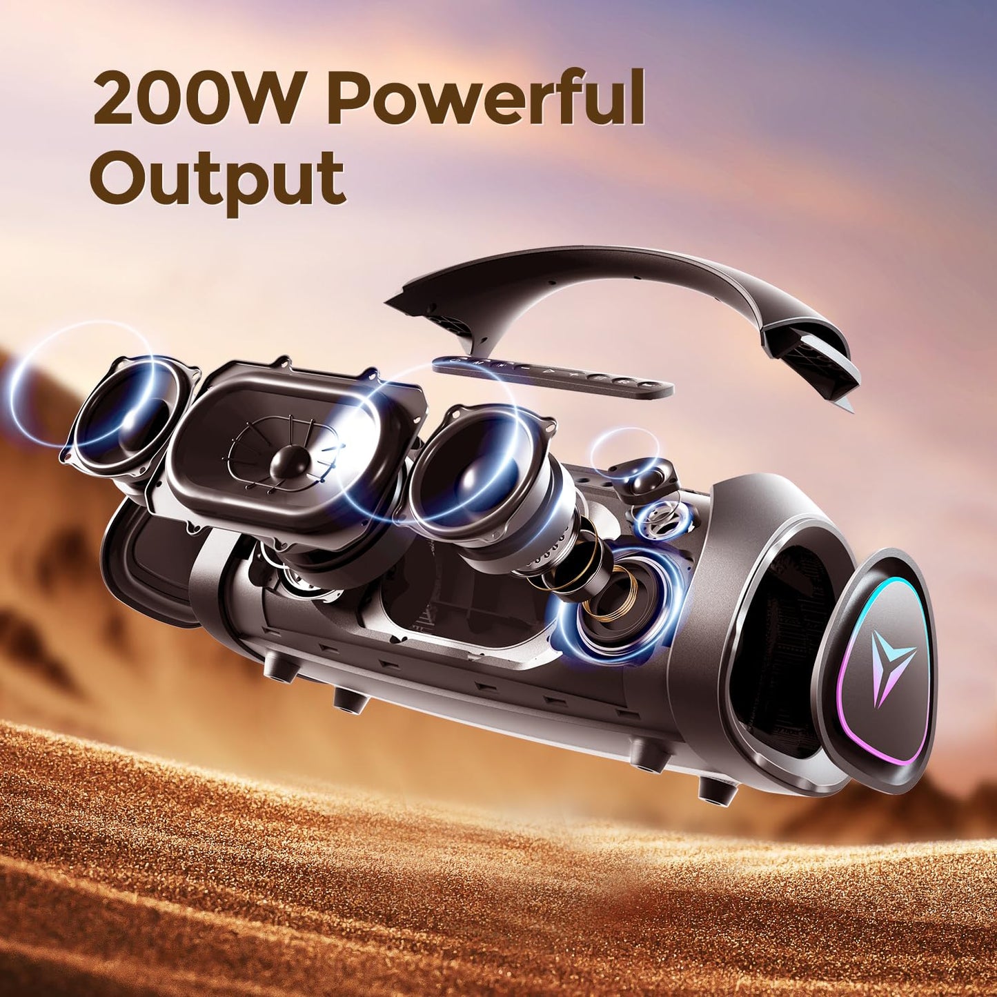 YEAHBOX Sonic Boom MAX 300W Max Large Bluetooth Speaker Loud, Massive Bass, IPX66 Waterproof Party Portable Speaker with Subwoofer/EQ/Fast Charge, Outdoor Wireless Speakers