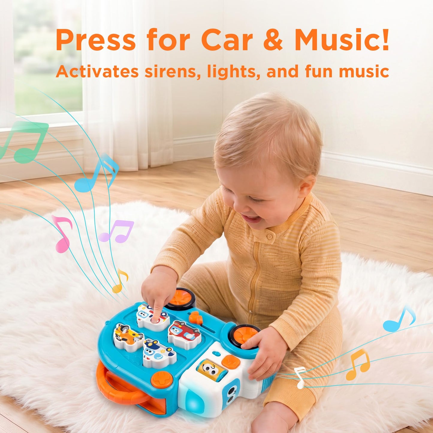 iPlay, iLearn Toddler Bus Toy W/ 3D Matching Puzzle & Car Slide, Baby Musical Push Go Car W/Sound, Montessori Learning Vehicle Match Game, Birthday Gift 18 24 Month 1 2 3 Year Old Infant Kid Boy Girl