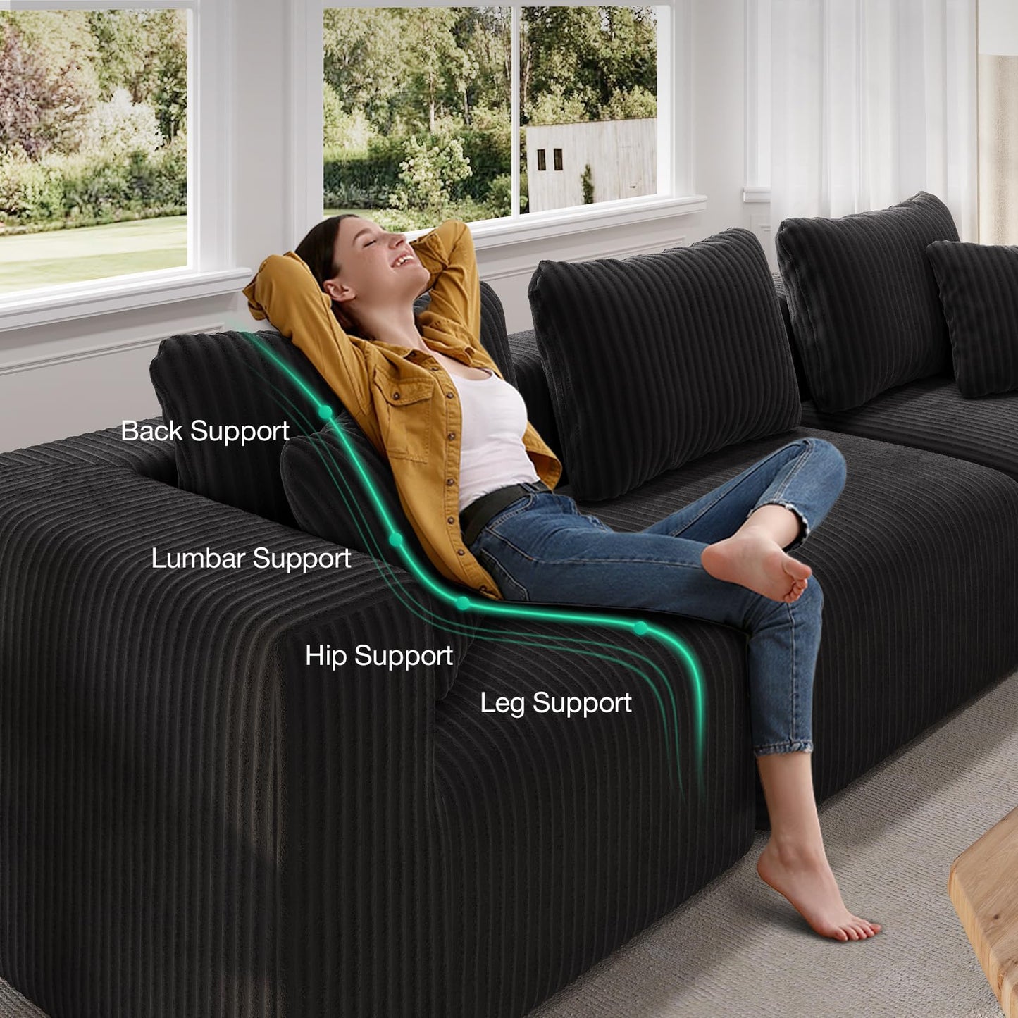 Novilla 141" Modular Sectional Sofa, Modern Cloud Sectional Couch with Smarts Coil® Support, U-Shape Boneless Couch for Living Room Apartments Bedroom, No Assembly Required (4 Seater + 4 Ottoman)