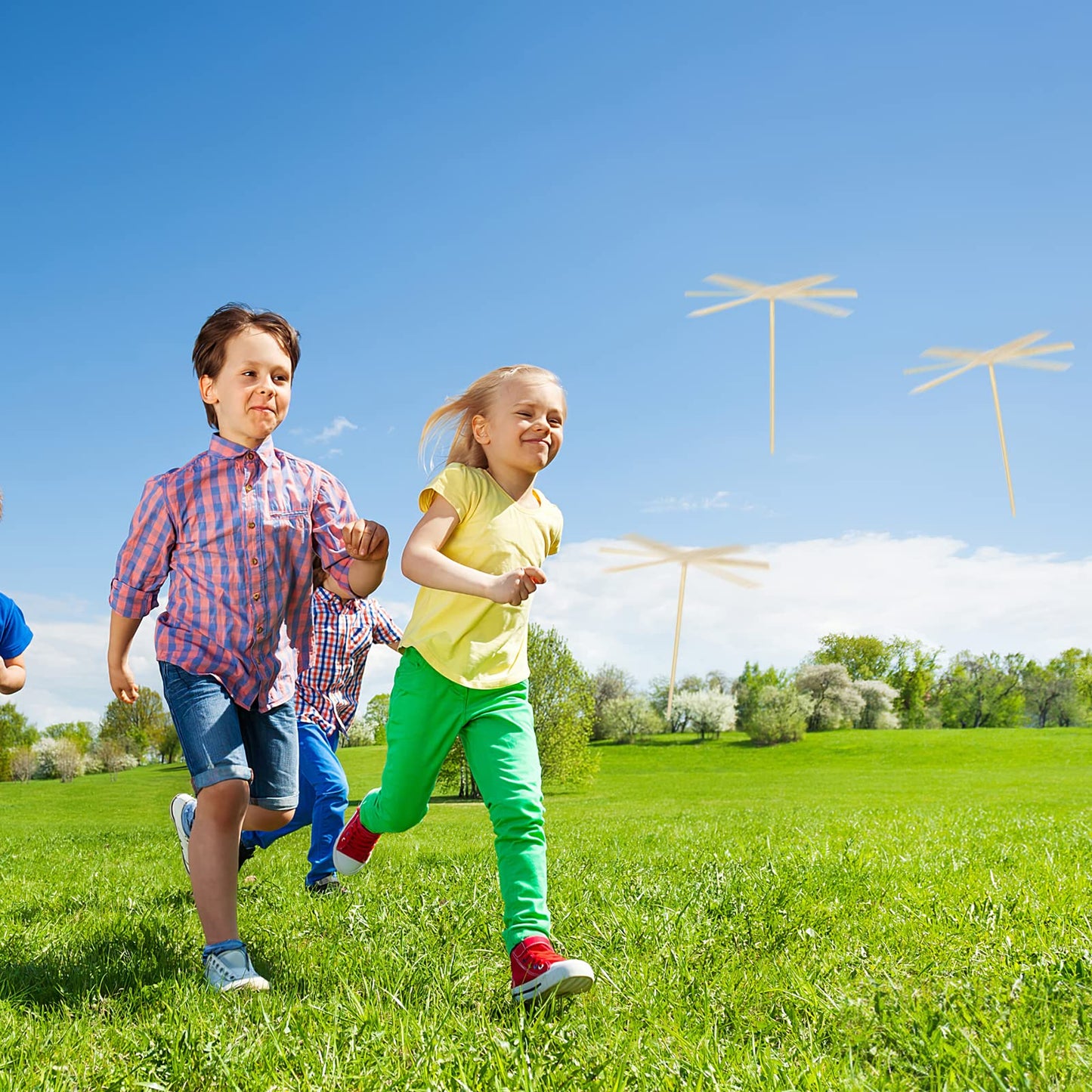 Alipis 10 Pcs Flying Helicopter Toy Wood Dragonfly Hand Rub DIY Propeller for Kids Outdoor Patio Garden Toy