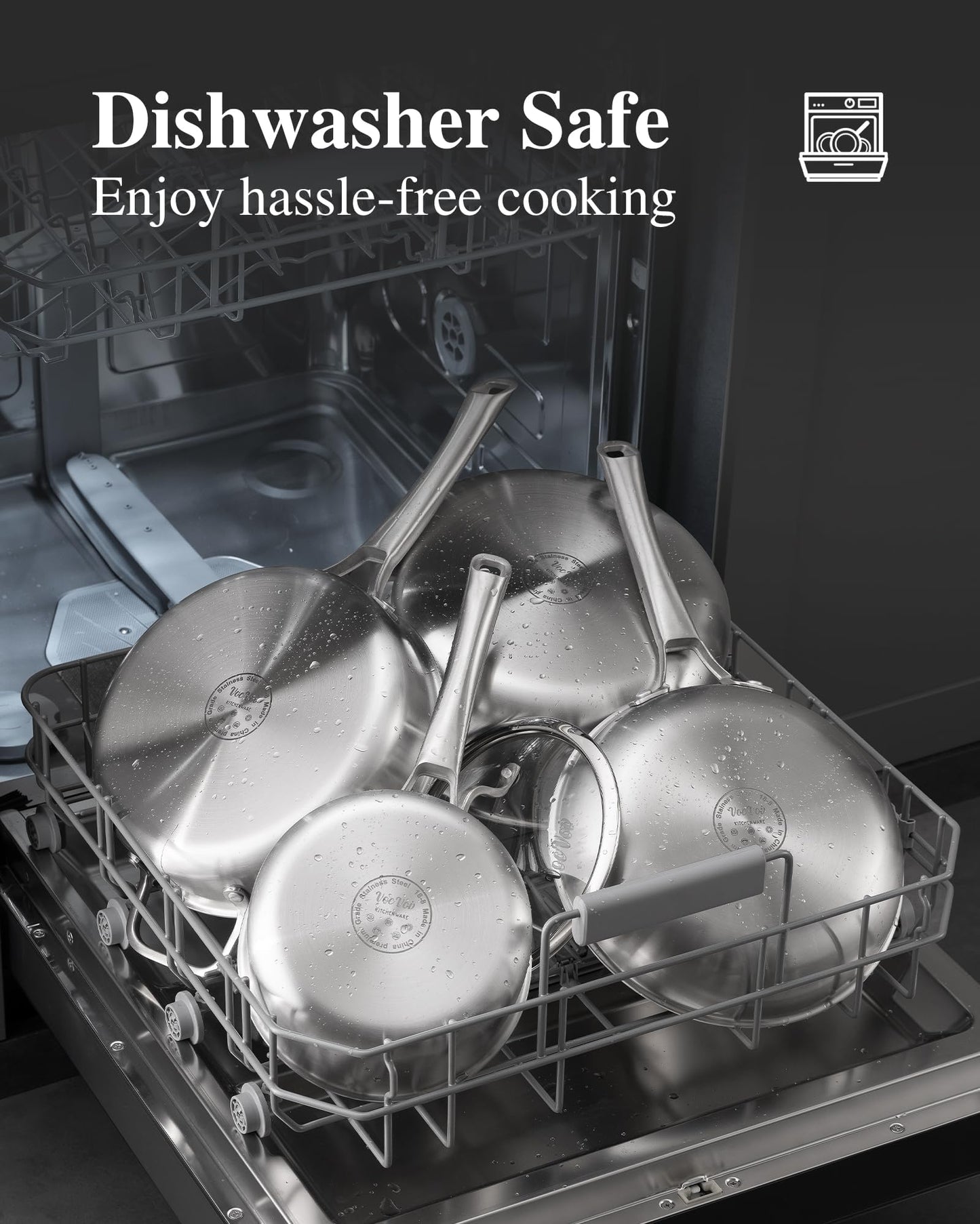 Stainless Steel Cookware Set,Tir-Ply Pots and Pans Set,10 Pcs Stainless Steel Induction Kitchen Cookware Sets,PFOA Free, Frying Pans, Butter warmer,Saute Pan & Stock Pot,Compatible with All Cooktops