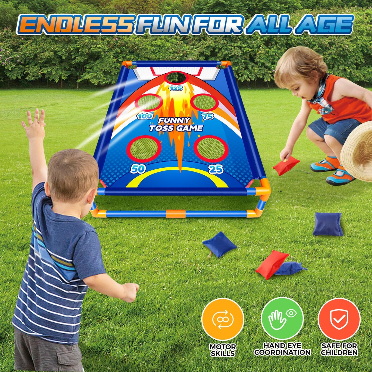 Bean Bag Toss Game for Kids, Ideal Gift for Toys 3-8 Years Old, Outside Toys for 3 4 5 6 7 8+Years Old Boys and Girls, Outdoor Game for Kids,Family Party Game Birthday Christmas Outdoor Activities