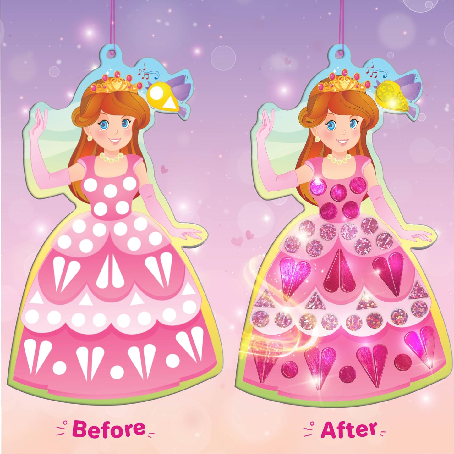 Imagimake Mirror Mosaic Princess & Unicorn Kids Art Set | DIY Craft Kit | Foil Stickers for Kids | Travel Toys | Art & Craft for 3-5 Year Old Girls | Birthday Gift for Girls Ages 3,4,5,6,7,8