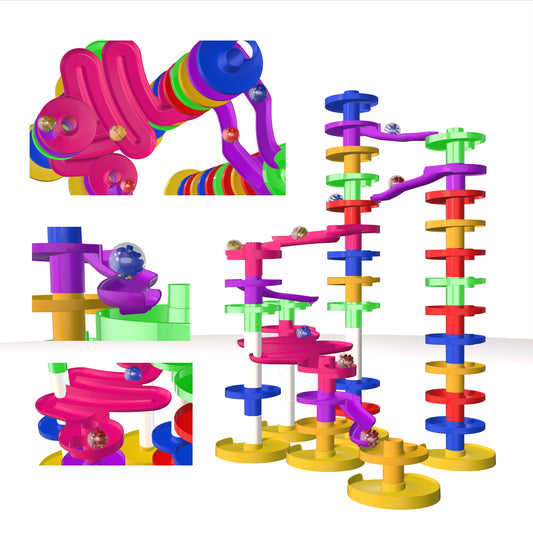 WEofferwhatYOUwant Super Ball Drop – Montessori 26-Piece Giant Marble Run for Toddlers 10M+ Extra Tall STEM Tower with Large Balls Windy Ramps & Double Bridges Expandable Durable & Educational Toy Set