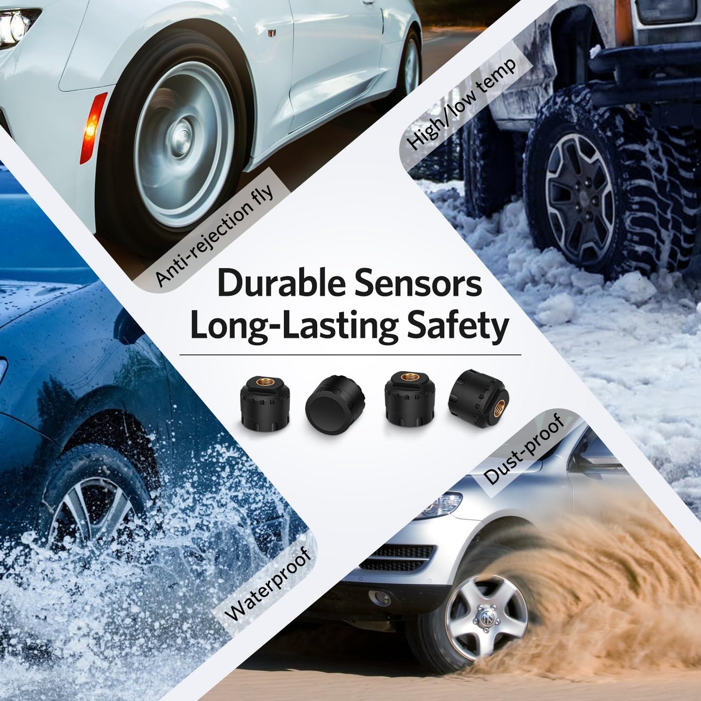GUTA RV Tire Pressure Monitoring System, Trailer TPMS, 4 Sensors, 6 Alert Modes, Long Range Signal, CLA Charging & 2 USB-A Outputs, Adjustable LCD Display, Ideal for RV Truck Trailer Camper (0-188psi)