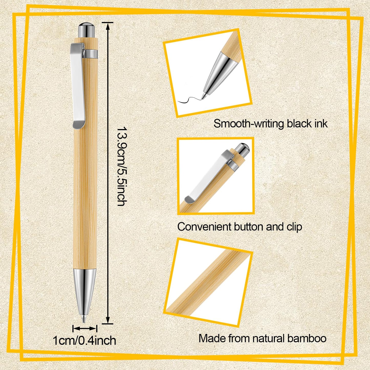 Maitys 500 Pcs Bamboo Ballpoint Pens Bulk Wooden Retractable, Black Ink, 1mm Engraving Wooden Pen Customizable Gift Bulk