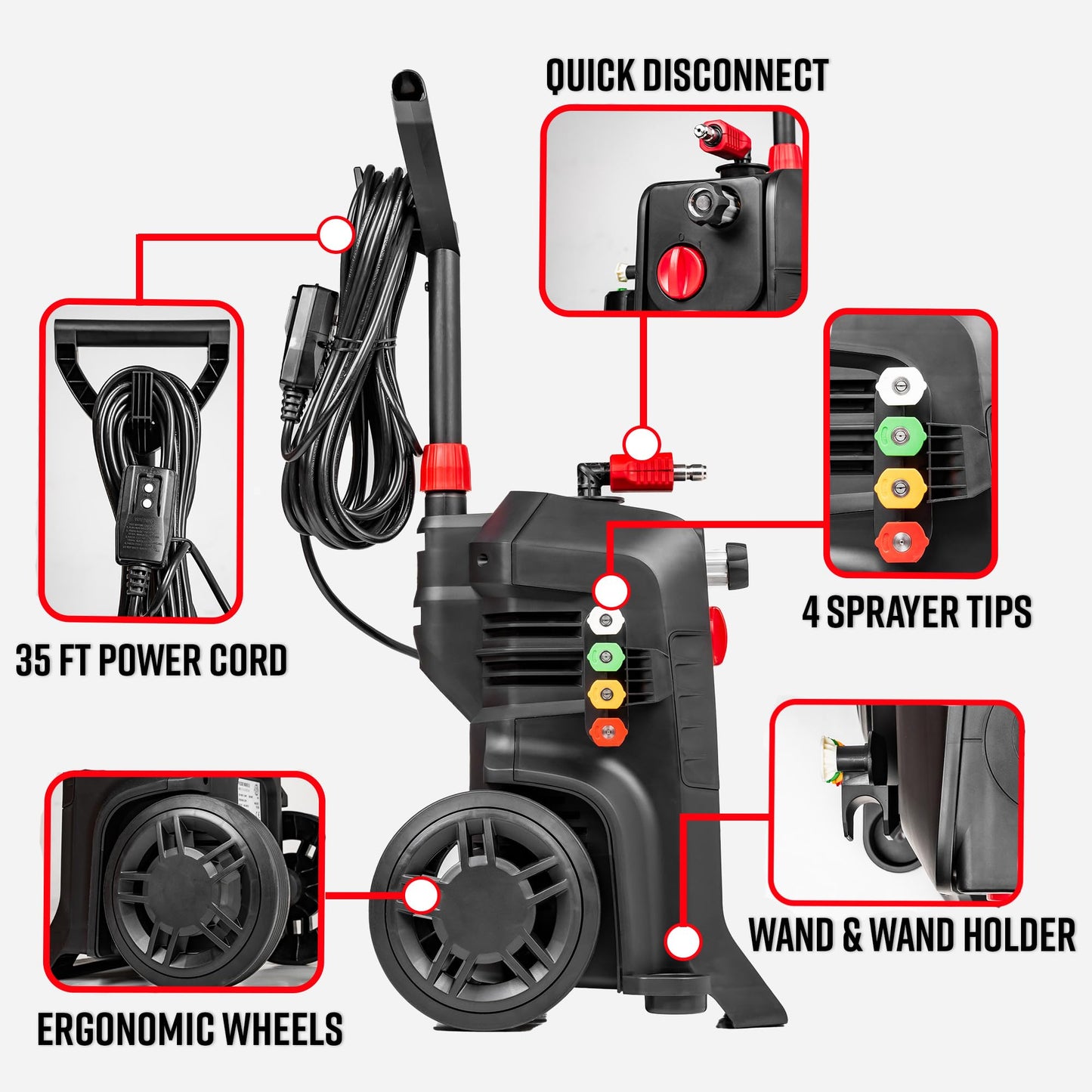 Adam's Pressure Washer 3.0 (Complete Kit) - Powerful Car Washing Pressure Sprayer, Includes Snub Nose with Swivel, Extension Wand, Premium Foam Cannon & 16oz Mega Foam Shampoo| 1260 PSI & 1.6 GPM