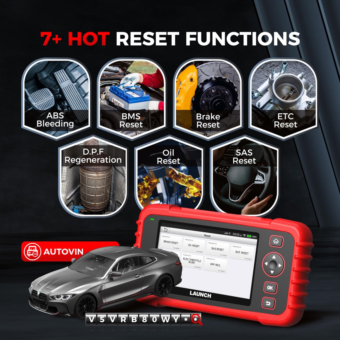 LAUNCH OBD2 Scanner CRP123X Elite V2.0, 2026 Lifetime Free Update Diagnostic Scan Tool, Car Engine Code Reader with Oil/Brake/SAS/BMS/D.P.F/ABS Bleeding/Throttle Reset, FCA SGW, Auto VIN, Battery Test