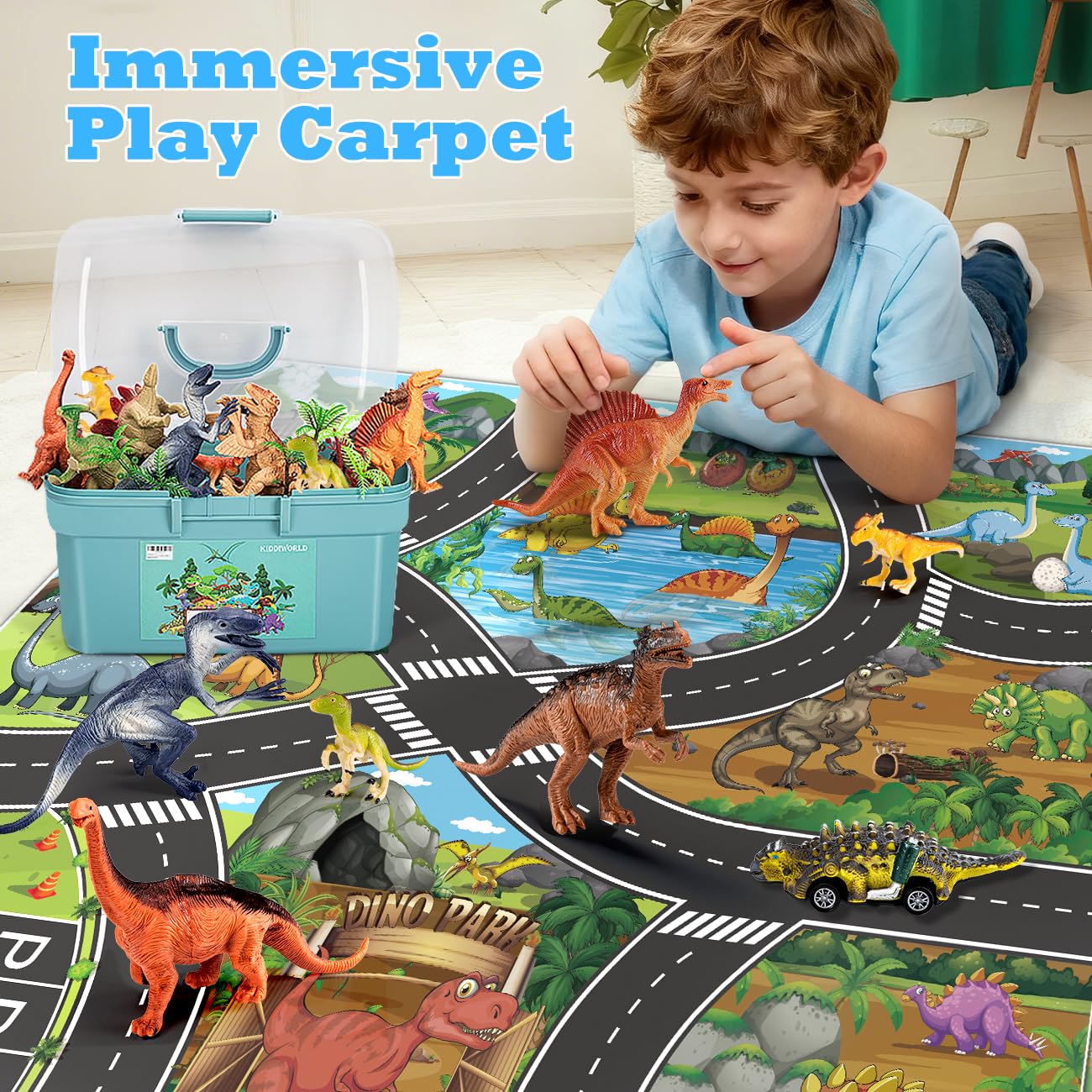 Kiddiworld Dinosaur Toys for 3 4 5 Year Old Boys Gifts, 25 Pieces Dinosaurs Toys for Kids 3-5-7, Dino Figures Activity Play Mat Christmas Birthday Gifts for Girls Toddler Toy Age 2-4