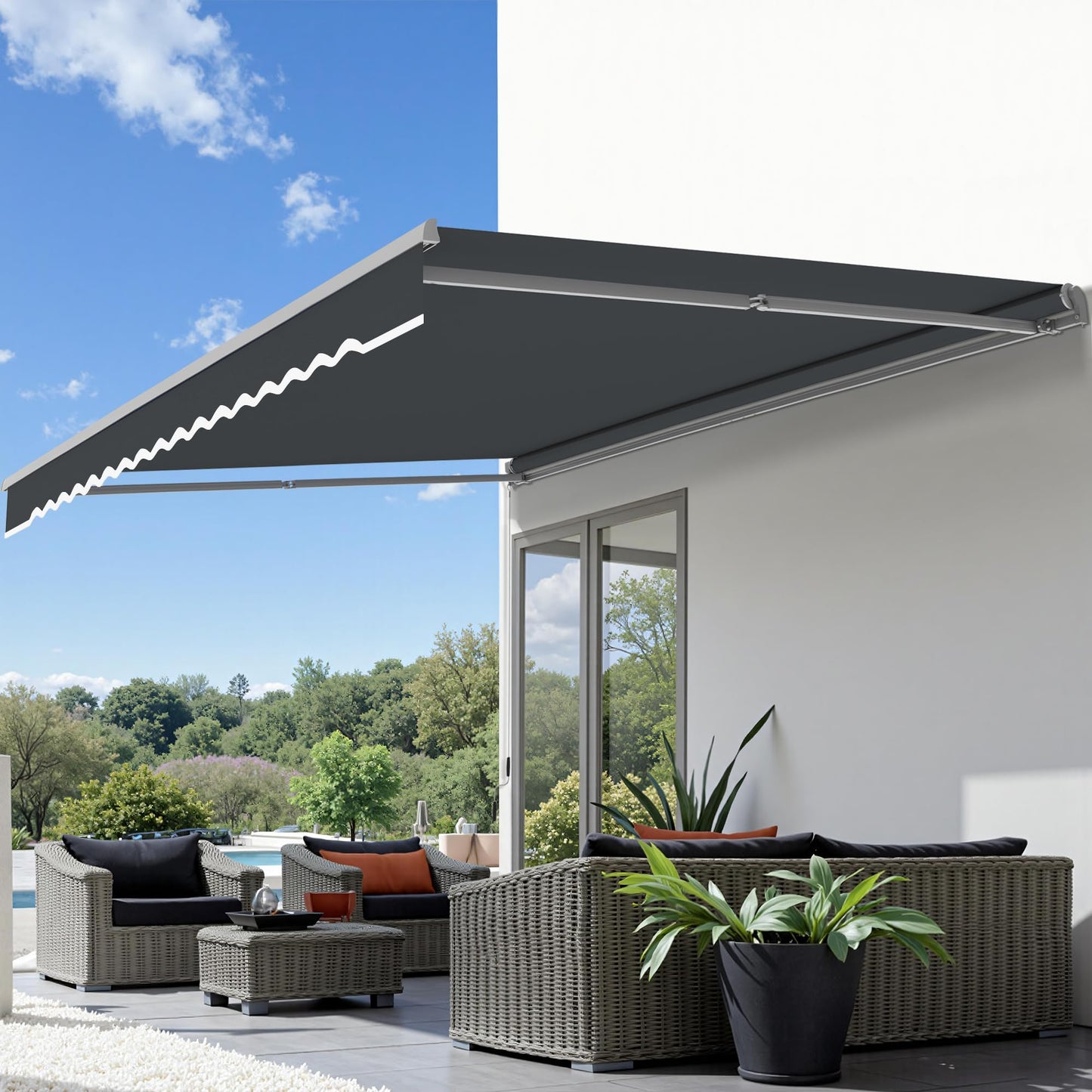 MCombo Patio Awning 12x8 Feet Sunshade Canopy for Manual Retractable Awnings, 4664 (Dark Grey, 12x8ft)