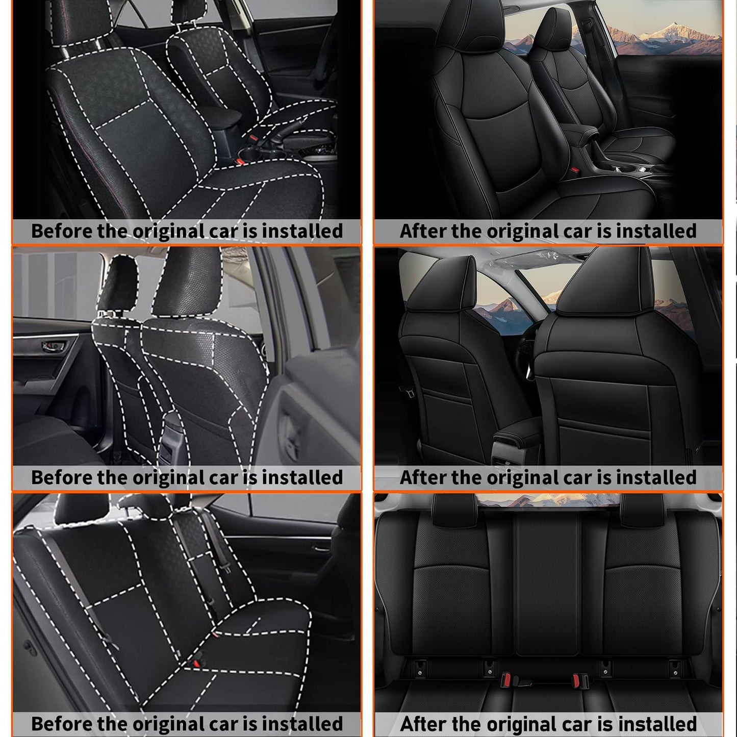 AOMSAZTO Car Seat Covers for Toyota Corolla 2020 2021 2022 L,LE, Car Seat Cover Full Set Waterproof, Custom Fit Full Set Faux Leather Black