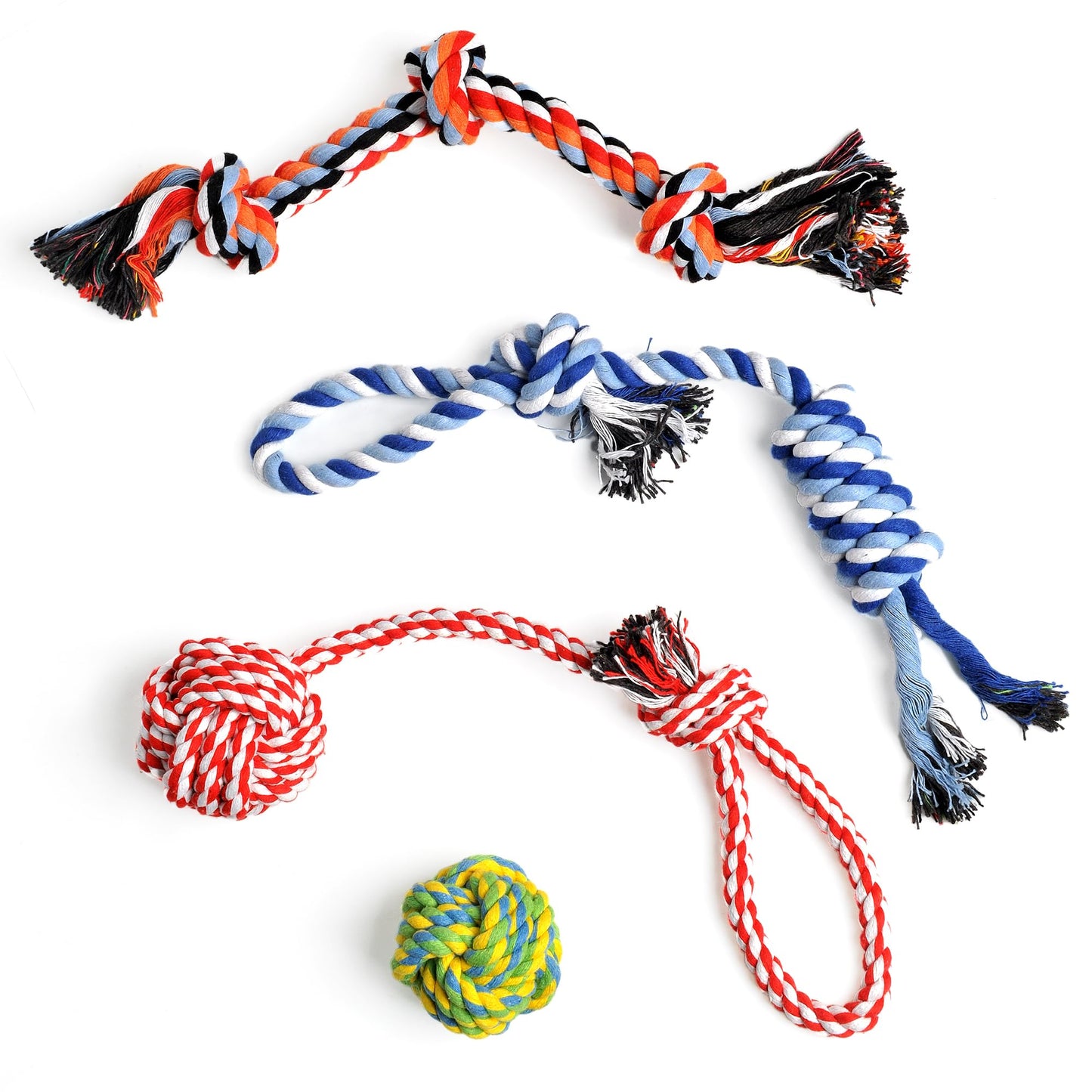 TwoEar Dog Rope Toy 4 Pack - Puppy Teething Toys for Small Breed - Indestructible Dog Chew Toys for Aggressive Chewers - Cotton Tug of War Dog Toys for Boredom, Teeth Clean