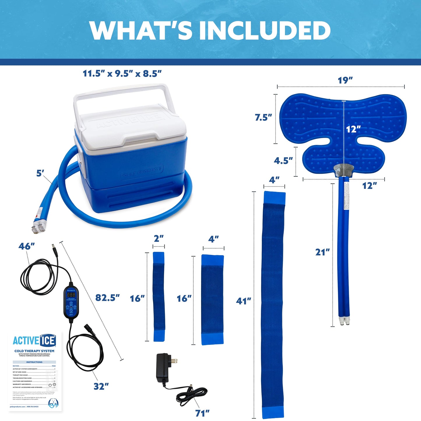 Polar Active Ice 3.0 Cold Therapy Ice Machine System with Programmable Timer, Shoulder Compression Pad, Lightweight 9 Quart Cooler Freeze Kit, Quiet Pump, Strong Cryotherapy Pain Relief Treatment