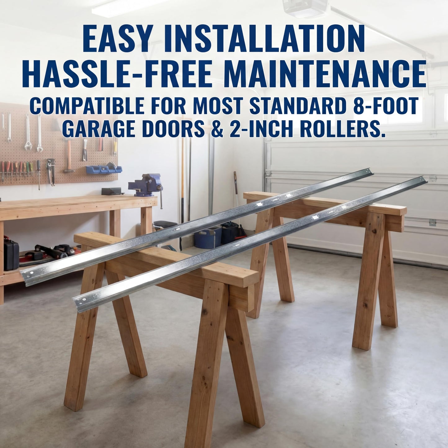 2-Pack Universal Garage Door Vertical Track Set – 88" Tall Replacement Rails for 8' Foot Doors, 2 mm Heavy Duty Galvanized Steel, Durable & Warp-Resistant, Fits 2" Rollers