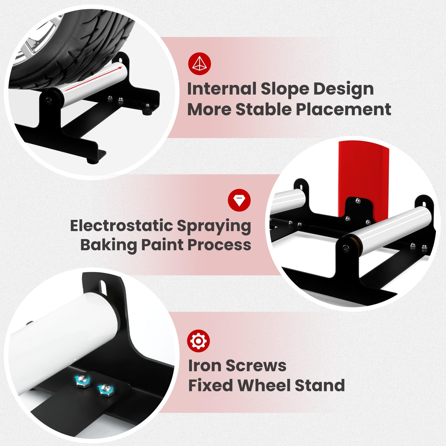 ALL4DETAIL 360° Rolling Wheel Detailing Stand, Heavy Duty Wheel Cleaning Stand for Wheel Tire Rim Cleaning Ceramic Coating, Red