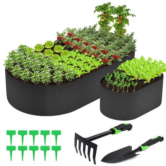 2 Pack Fabric Raised Garden Bed 6FTx3FTx1FT Plant Grow Bags Large Oval Garden Grow Bags Breathable Fabric Garden Bed Gardening Planting Container for Vegetables Potatoes Flowers Tomato,4 Grids+2 Grids