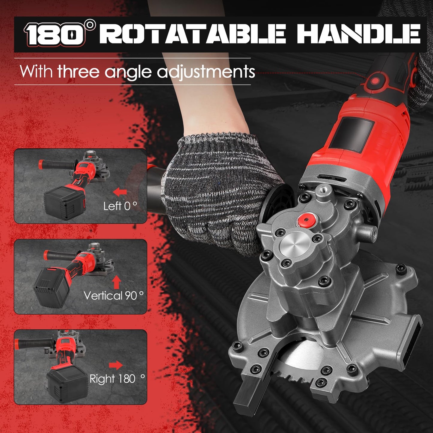 NEWTRY Cordless Rebar Cutter Cutting up to 3/2inch(4-40mm), Electric Rebar Cutter with 2 Batteries & Replacement Saw Blade, Cordless Cutting Edge Saw Cutting Speed 4-5S (900W)