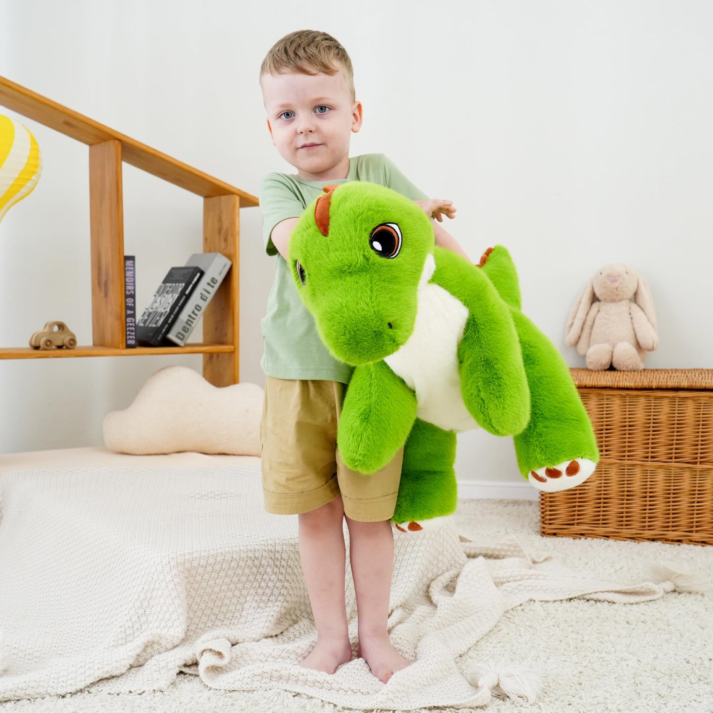AmyToo Weighted Stuffed Animals, Weighted Dinosaur Stuffed Animal, Soft Dinosaur Plush Toys, Green Dino Plush, Toy Gifts for Kids & Adults, 4.5 lbs, 25 Inch