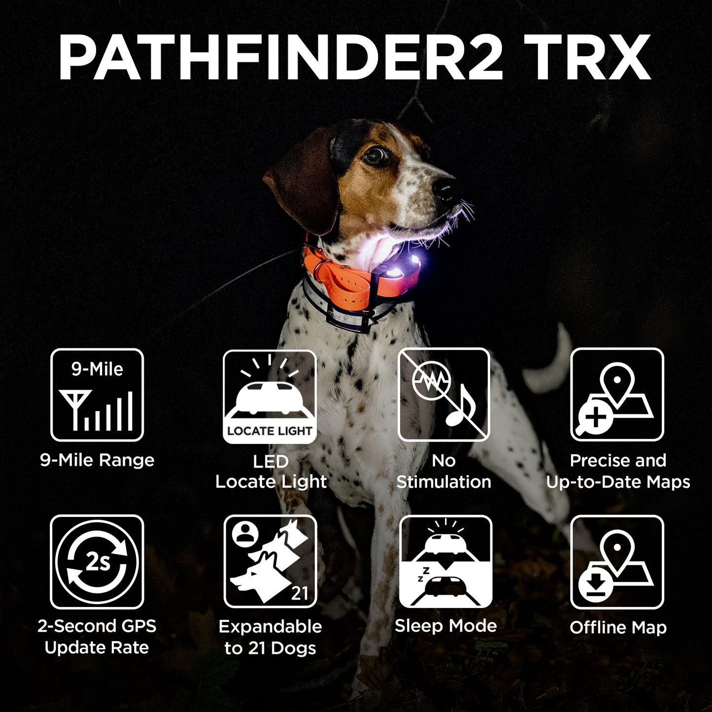 Dogtra Pathfinder 2 TRX Additional Receiver Only Dog GPS Tracker LED Light Blue Collar SmartWatch Compatible Rechargeable Waterproof Free Offline Maps No Monthly Subscription Fee Smartphone Required
