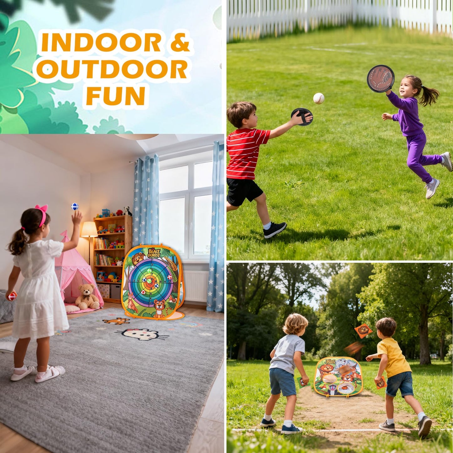 Bean Bag Toss Game Sets for Kids, Toss and Catch Ball Set for Kids Outdoor Baseball Toys for Toddlers Carnival Games for 3 4 5 6 7 Years Old Boys and Grils Backyard Outdoor Toy