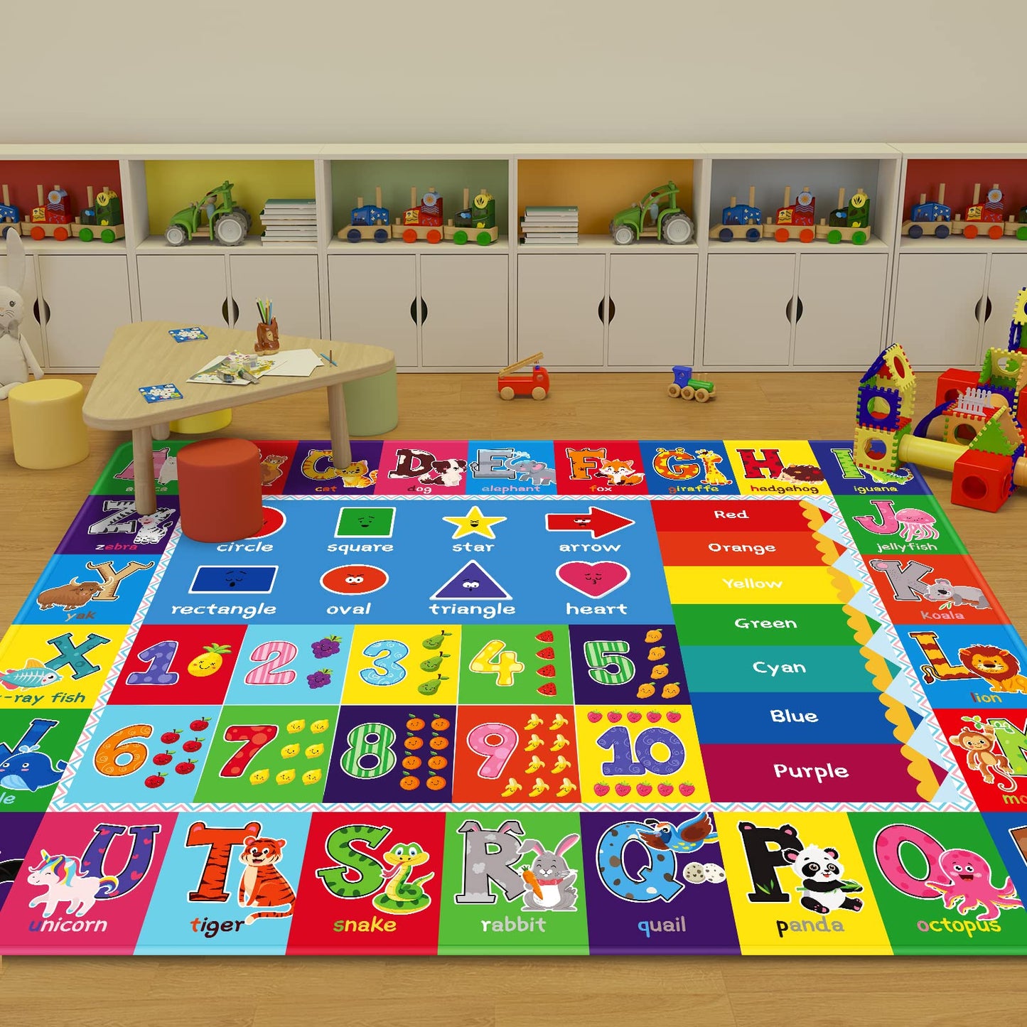 LTKOUGFAM Kids Rug for Playroom, 5'X7' ABC Educational Play Mat, Non-Slip Soft Rugs for Kids Room, Toddler Baby Nursery Floor Rug for Bedroom, Classroom, Alphabet Carpet for Boys Girls