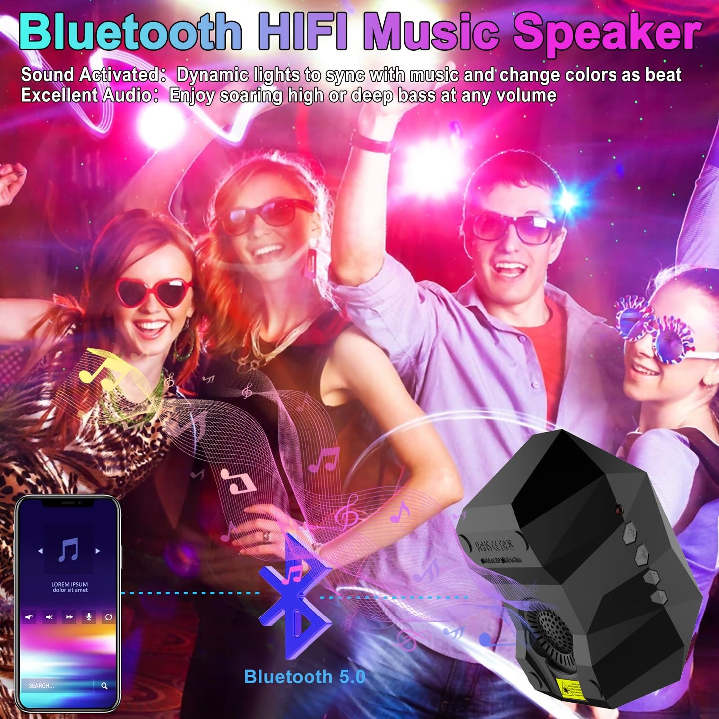 Cadrim Star Projector with Bluetooth Speaker Remote, Galaxy Projector Northern Lights Aurora Projector with Moon Star, Night Light Projector for Bedroom, Home Theater, Kids Adults Game, Room Parties
