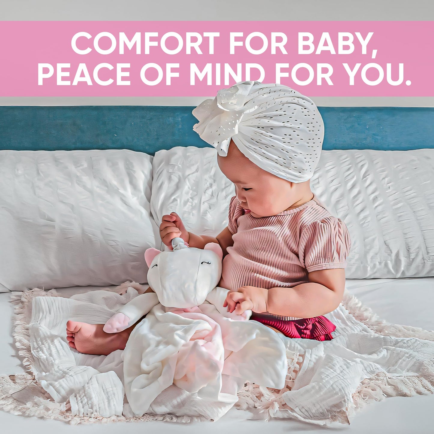 Love By Emi 4 in 1 Baby Lullaby Sleep Soother Toy - Stuffed Animal Sound Machine & Pacifier Holder | Heartbeat White Noise & Music | Plush Unicorn Lovey Sleep Aid Security Blanket (0-3 Years)
