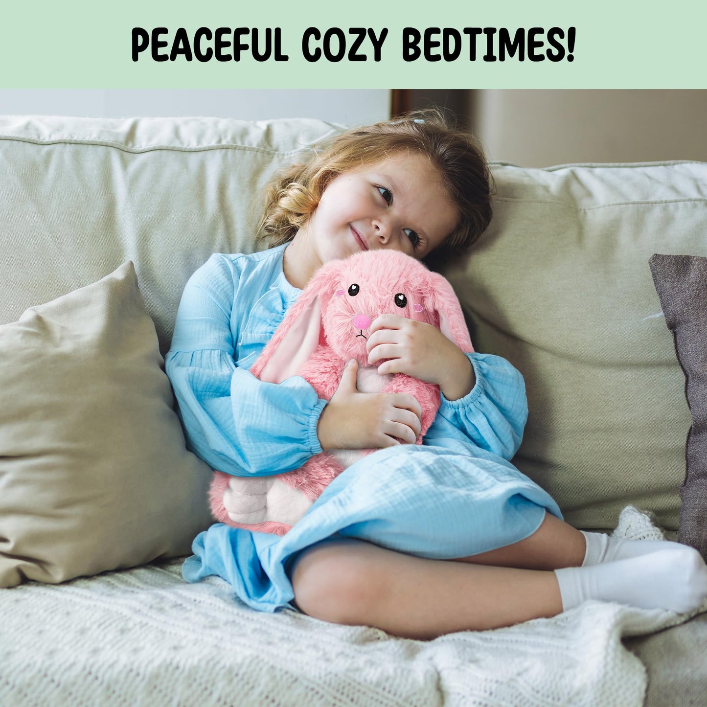Bunny Microwavable Stuffed Animal – 1.5 lb Unscented Heating Pad Plush, Soft Cozy Bunny Toy for Relaxation and Comfort, Gift for Women, Girls, Adults & Kids by Happy Fuel, Pink