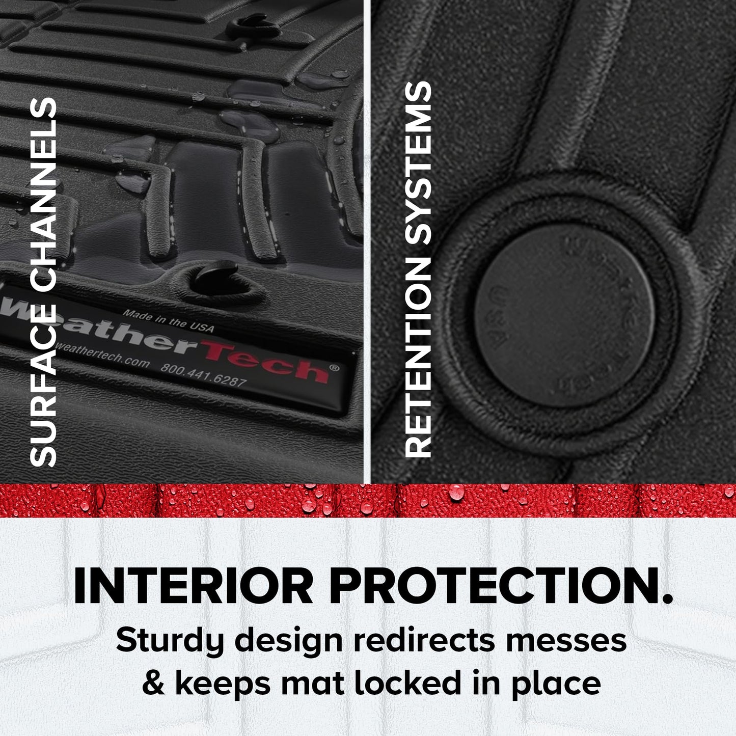 WeatherTech Custom Fit FloorLiners for Chevrolet Traverse, Traverse Limited, Full Set (441228-1-2), Black