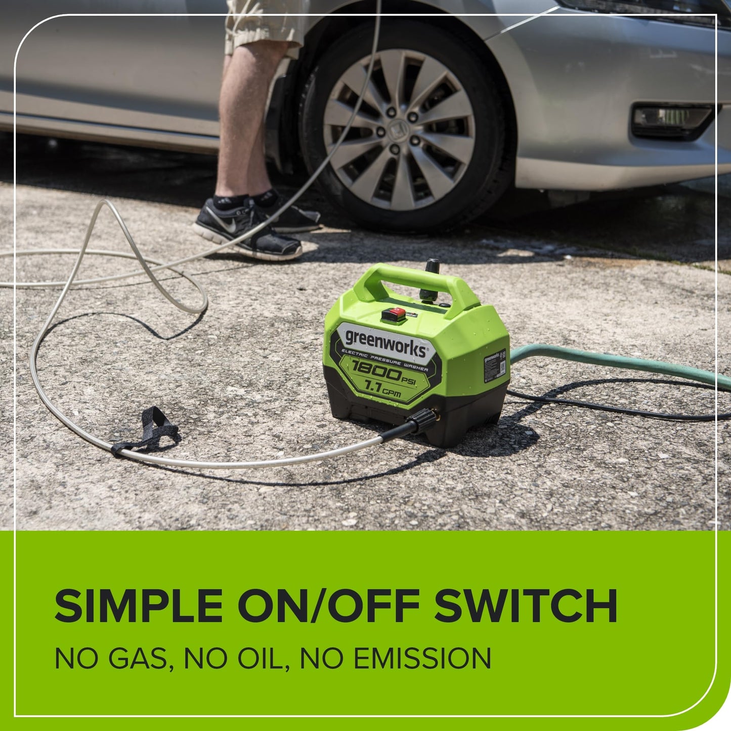 Greenworks 1800 PSI (1.1 GPM) Electric Pressure Washer PWMA Certified