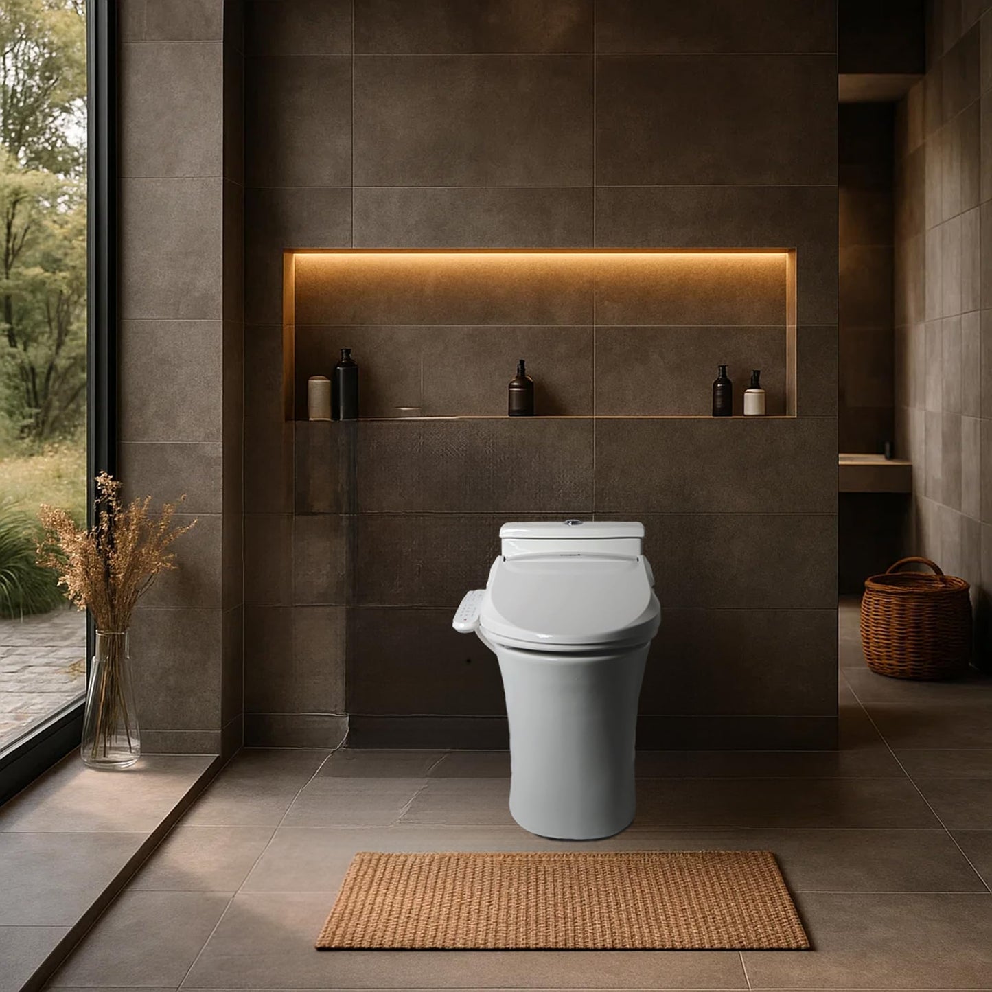 SmartBidet® SB-2000WE Electric Smart Bidet Toilet Seat with Heated Seat, Warm Air Dryer, Temperature Control Wash, and Control Panel, Elongated Seat