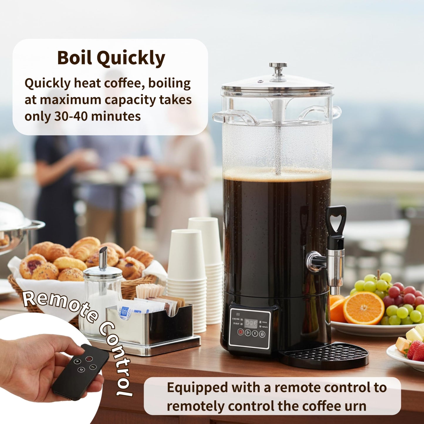 GKFF Coffee Urn Commercial Coffee Maker, Food-grade Plastic 9.5 L 60 Cups, Hot Chocolate Machine,Transparent Electric Percolator Coffee Pot for Catering Hot Water Urn for Hot Cocoa, Drink, Tea, Juice