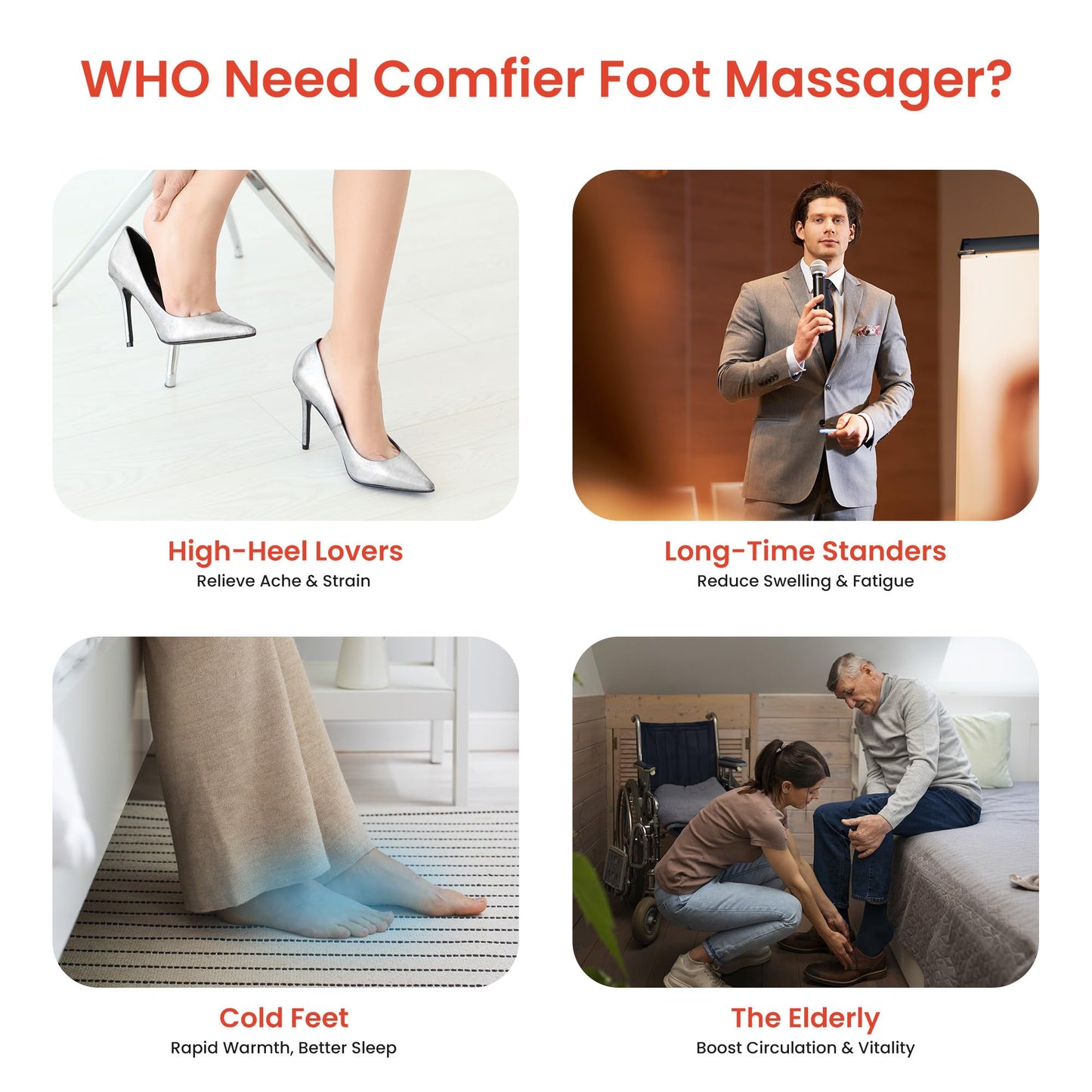 COMFIER Shiatsu Foot Massager with Heat, Kneading Rolling,Vibration, Compression,Remote Control,Foot Massage for Neuropathy,Plantar Fasciitis,Size 13“