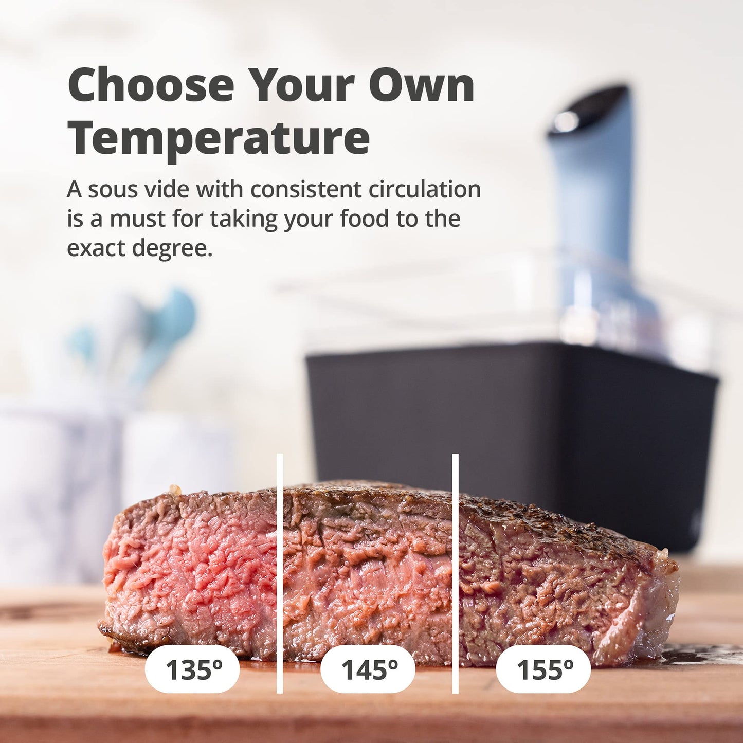 Greater Goods Pro Sous Vide Kit - An 1100 Watt, Powerful, Precise Sous Vide Cooker and Premium, Plastic Container with Sous Vide Rack, Lid, and Neoprene Sleeve | Designed in St. Louis (Stone Blue Kit)