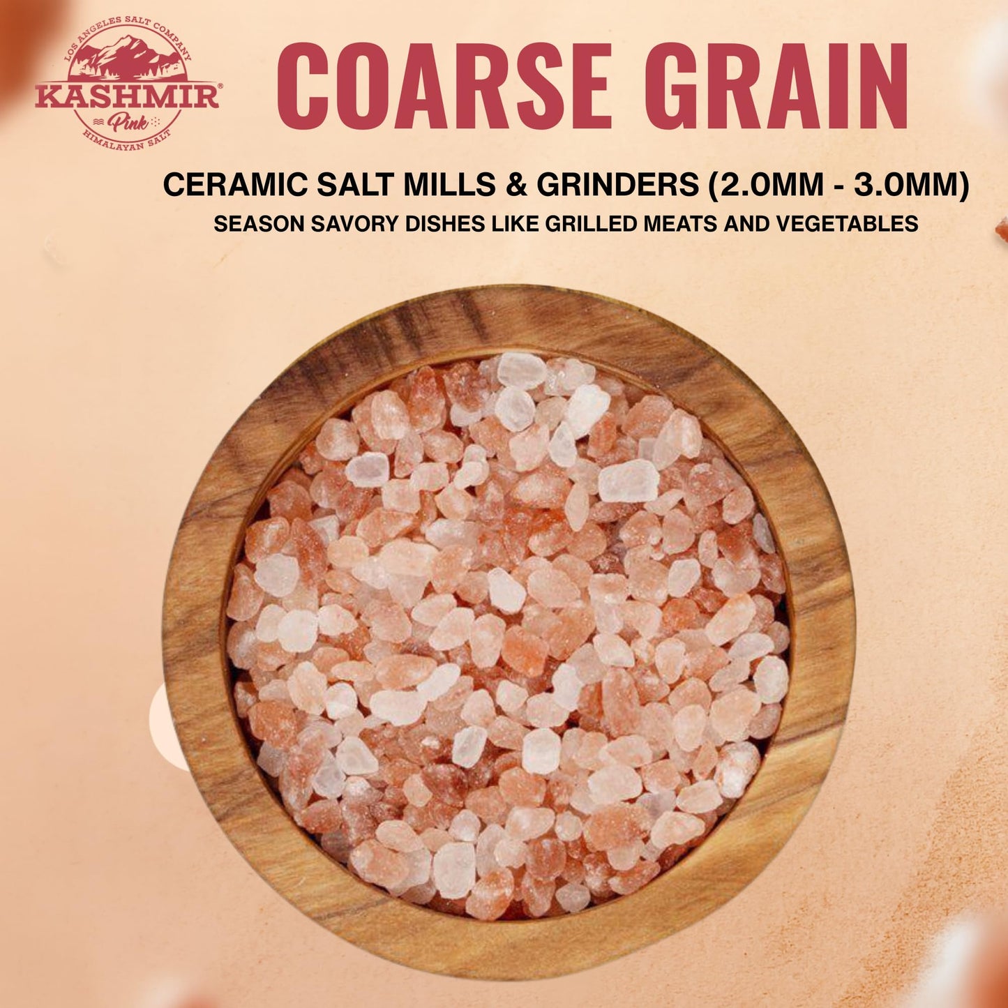 LA Salt's Kashmir Pink® Himalayan Salt, Coarse Grain (2-3mm), 55 Pound Bulk Bag