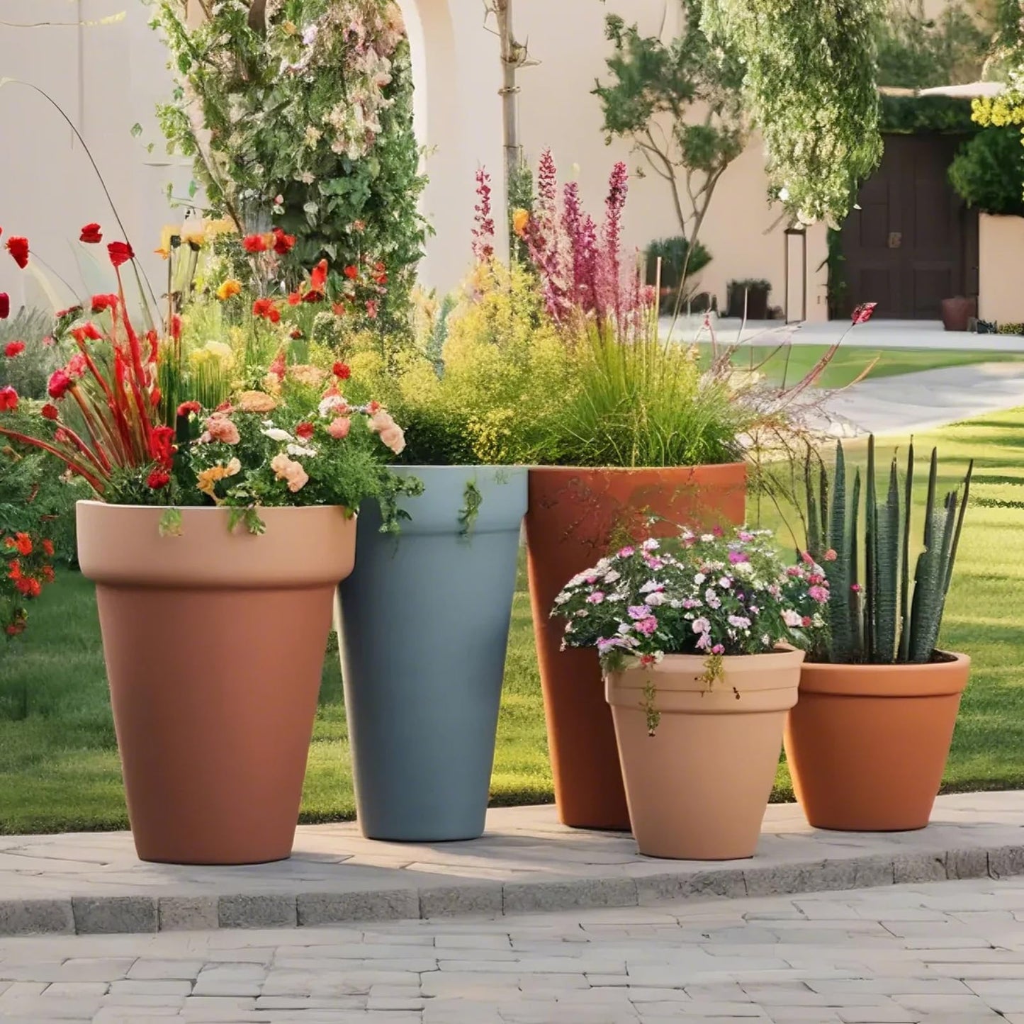 2 Pack Plant Riser Inserts for Large Pots, 8 in/10 in Interchangeable Sturdy Planter Inserts & 11 - 17 in Adjustable Height Lifters Planter Filler for Indoor & Outdoor Various Shapes Pots（Black）