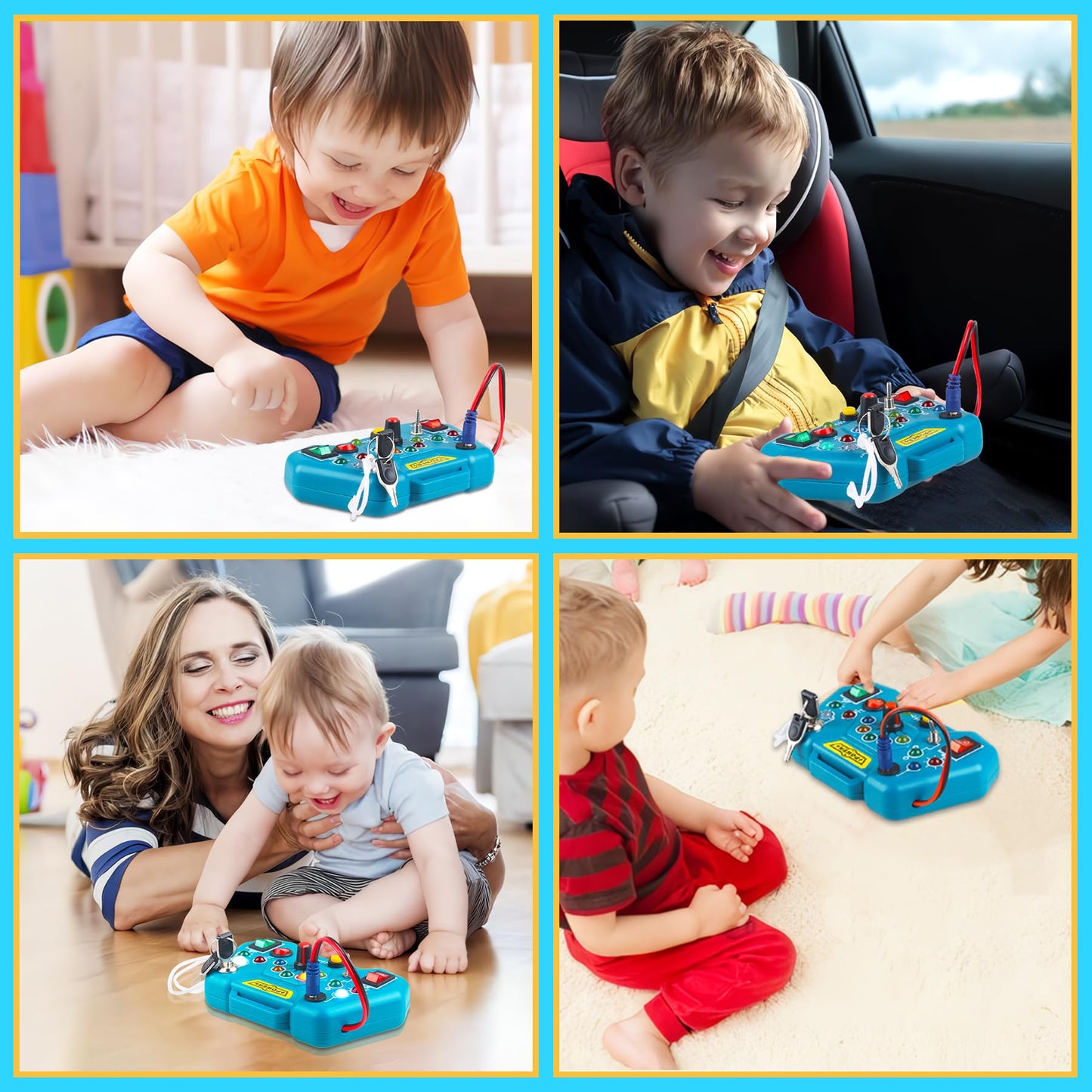 Laiydontos Toddler Toys LED Busy Board,Montessori Toy for 1-3 Year Old, Kids Sensory Board, Light Switches Preschool Learning Activities Travel Toy for 1 2 3 4 Boys Girls Birthday