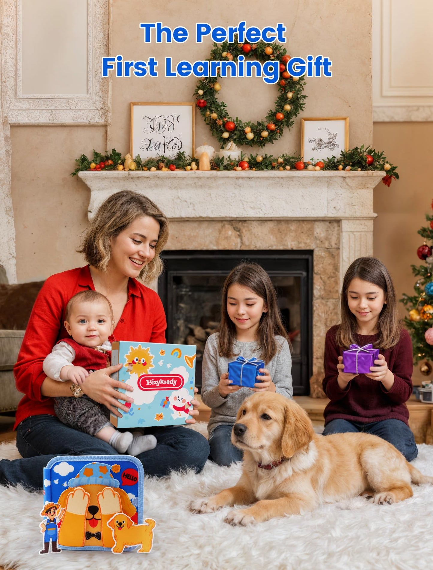 BizyKoady Toddler Busy Book for 1-3, Montessori Felt Busy Book, Busy Board for 1+ Year Old, Toddler Airplane Travel Toys, Educational Learning Activity Books, Girl & Boy Birthday Gift