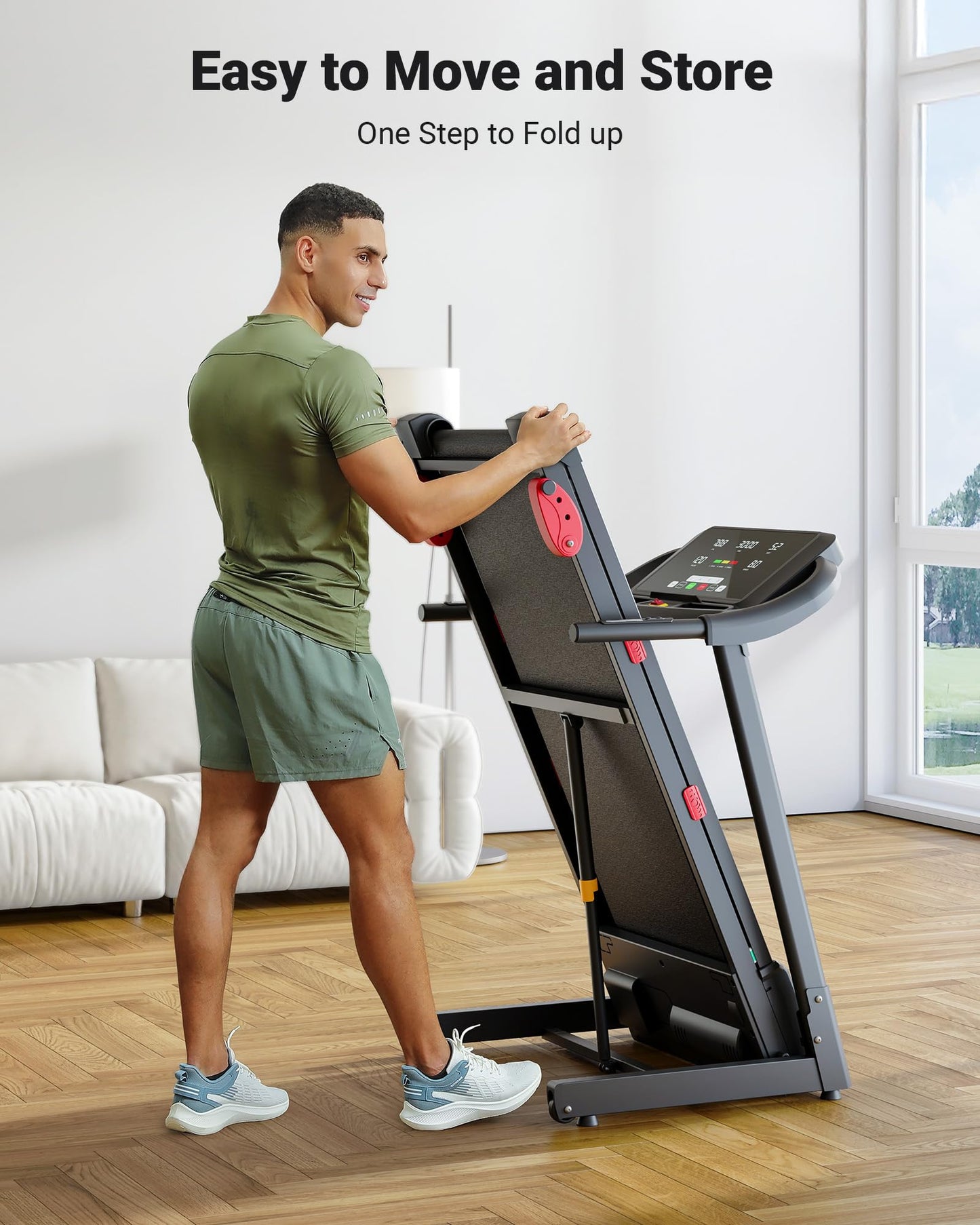 THERUN Running Treadmill with Incline, Foldable Treadmills, Manual Incline Adjustment, 3.0HP Treadmill for Indoor Fitness Workouts