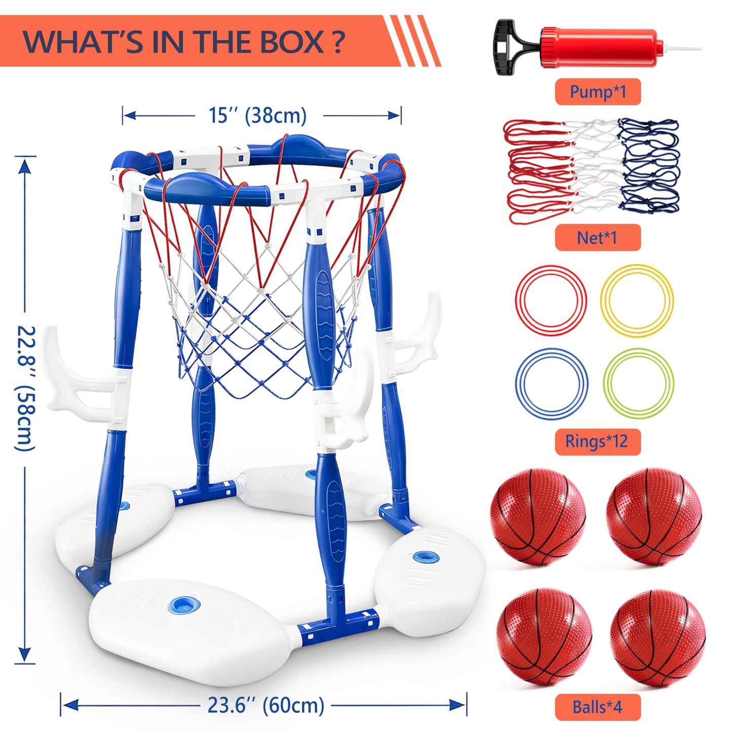 Aerilyo 2 in 1 Pool Basketball Hoop, Pool Toys Swimming Pool Games for Kids Adults Family Party Birthday Games Toys