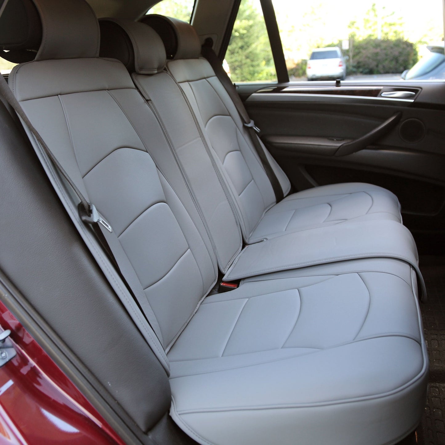 FH Group Full Set Deluxe Leatherette Car Seat Cushions for Cars Trucks, SUV, Waterproof Seat Cover Cushion, Universal Fit, Seat Protector, Solid Gray